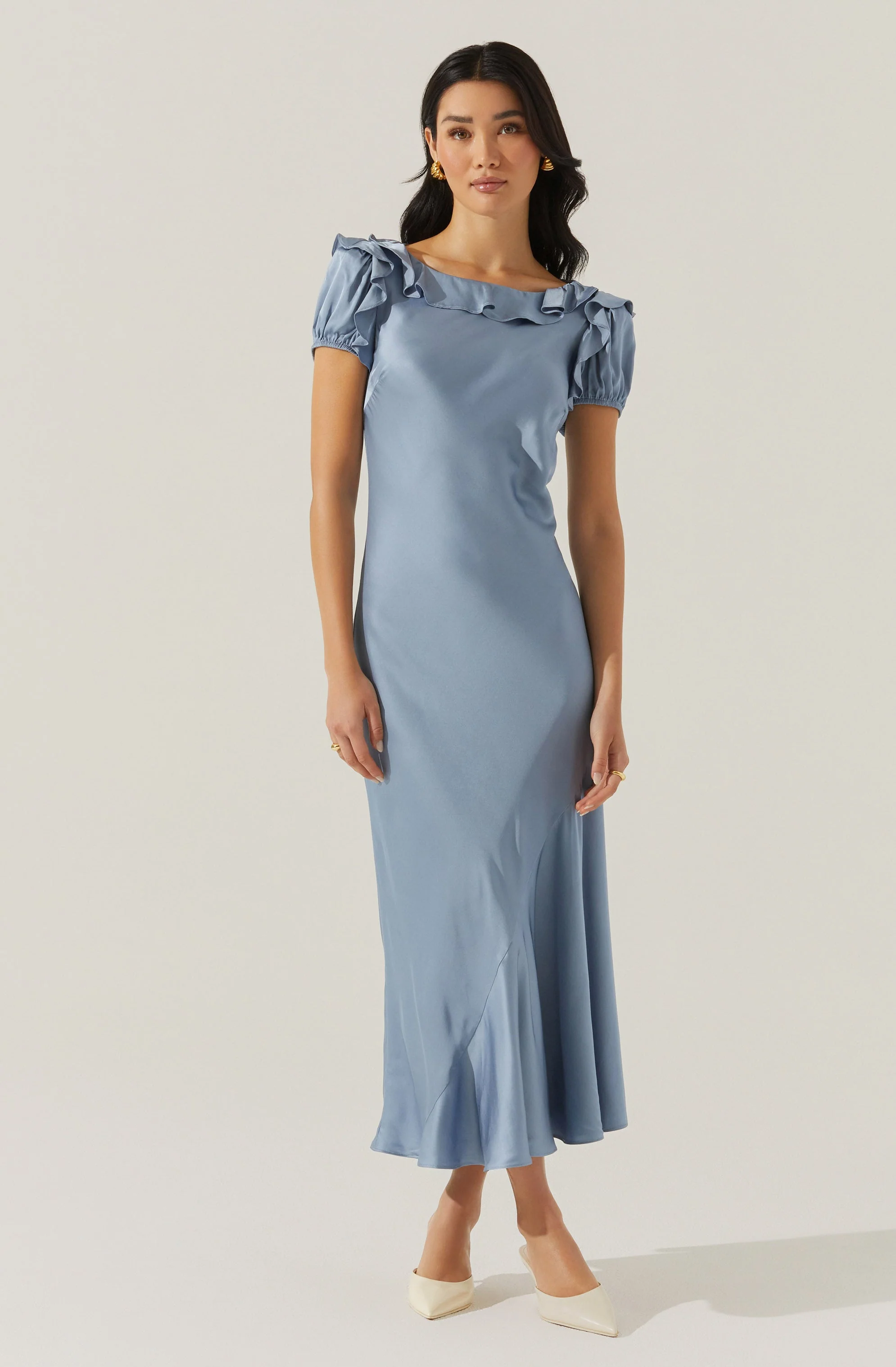 Auden Satin Ruffle Midi dress - Image 9