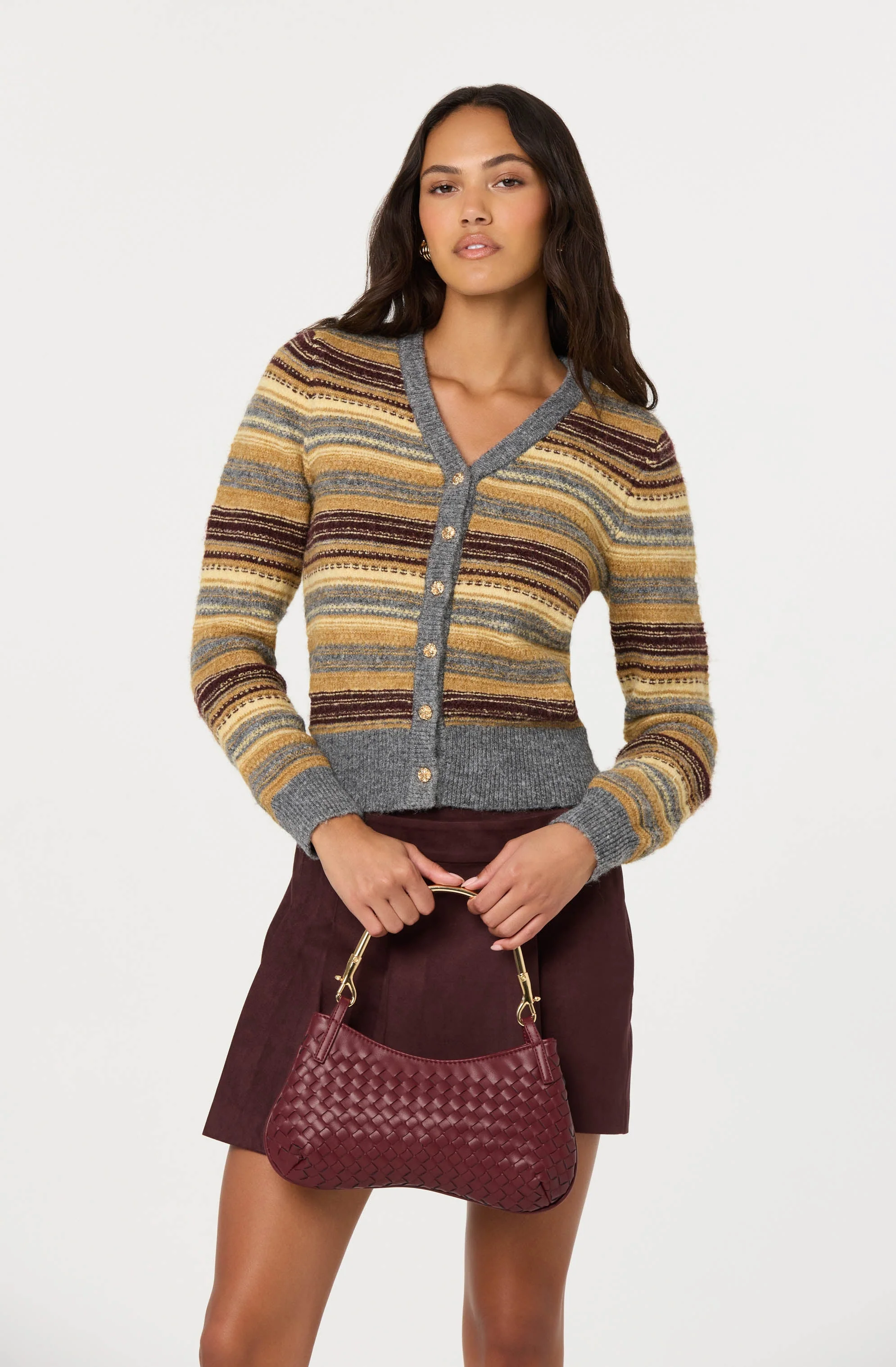 August Striped V-neck Cardigan - Image 3