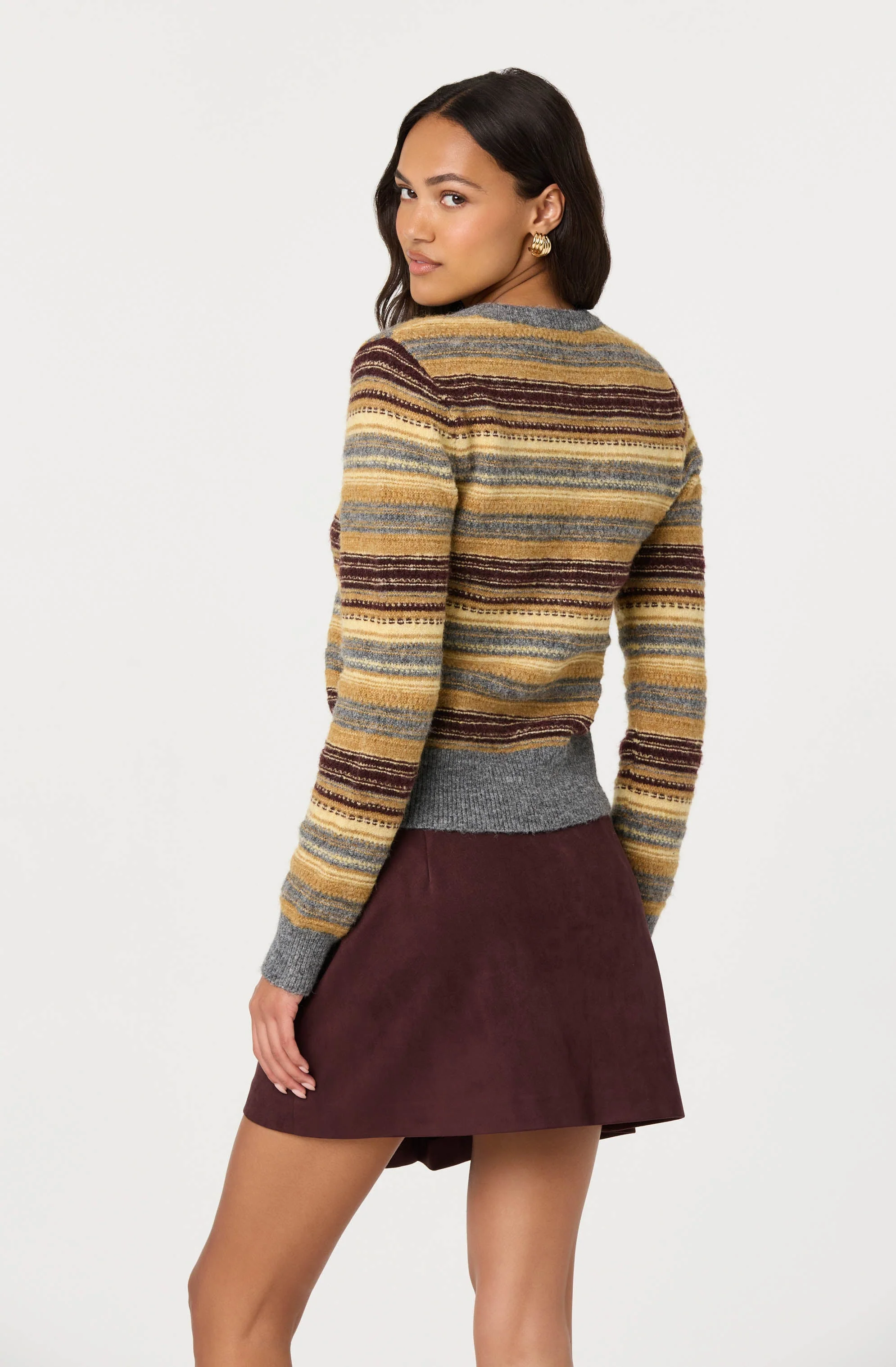 August Striped V-neck Cardigan - Image 4