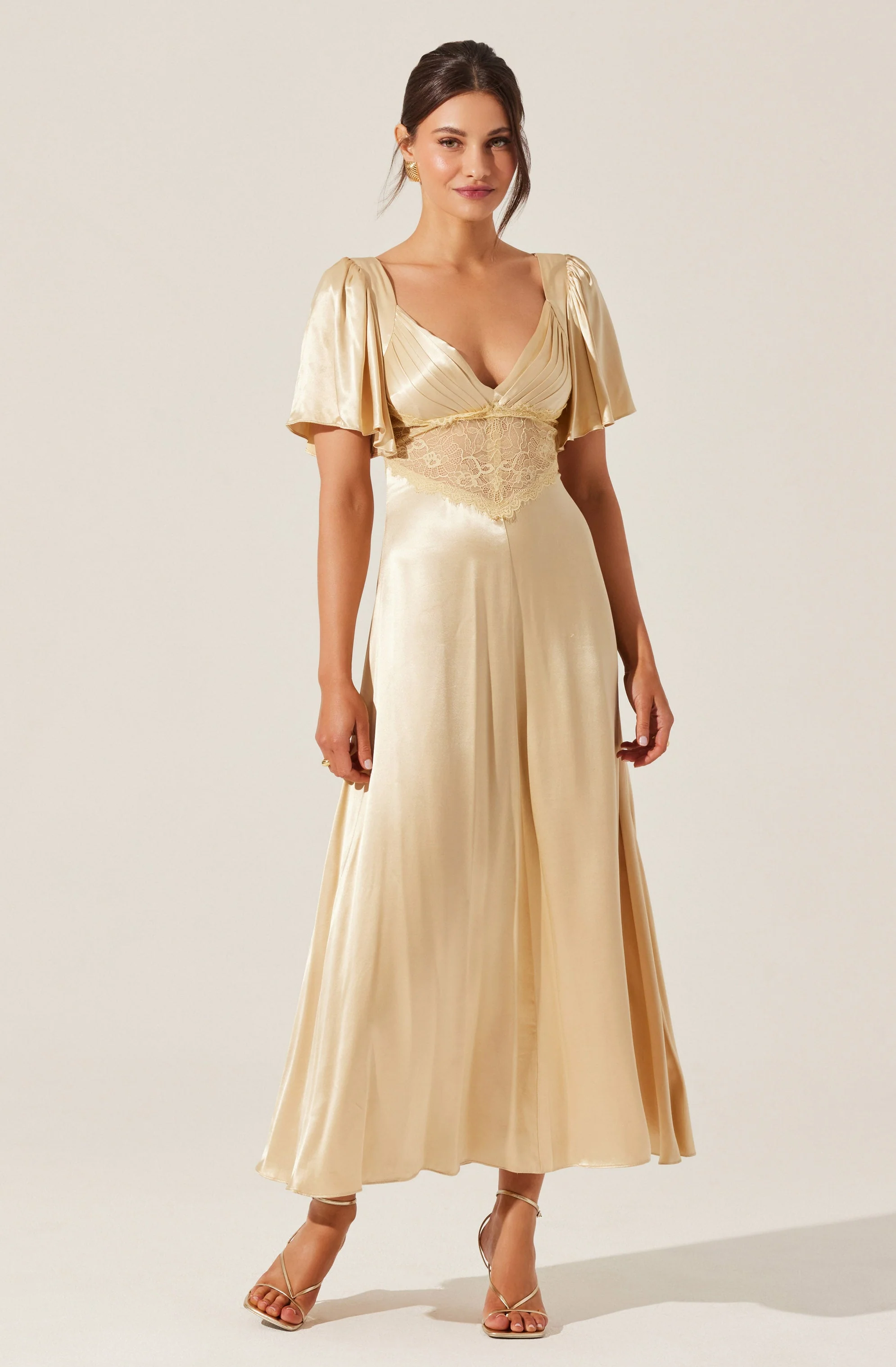 Aurelia Satin V-Neck Midi Dress - Image 13