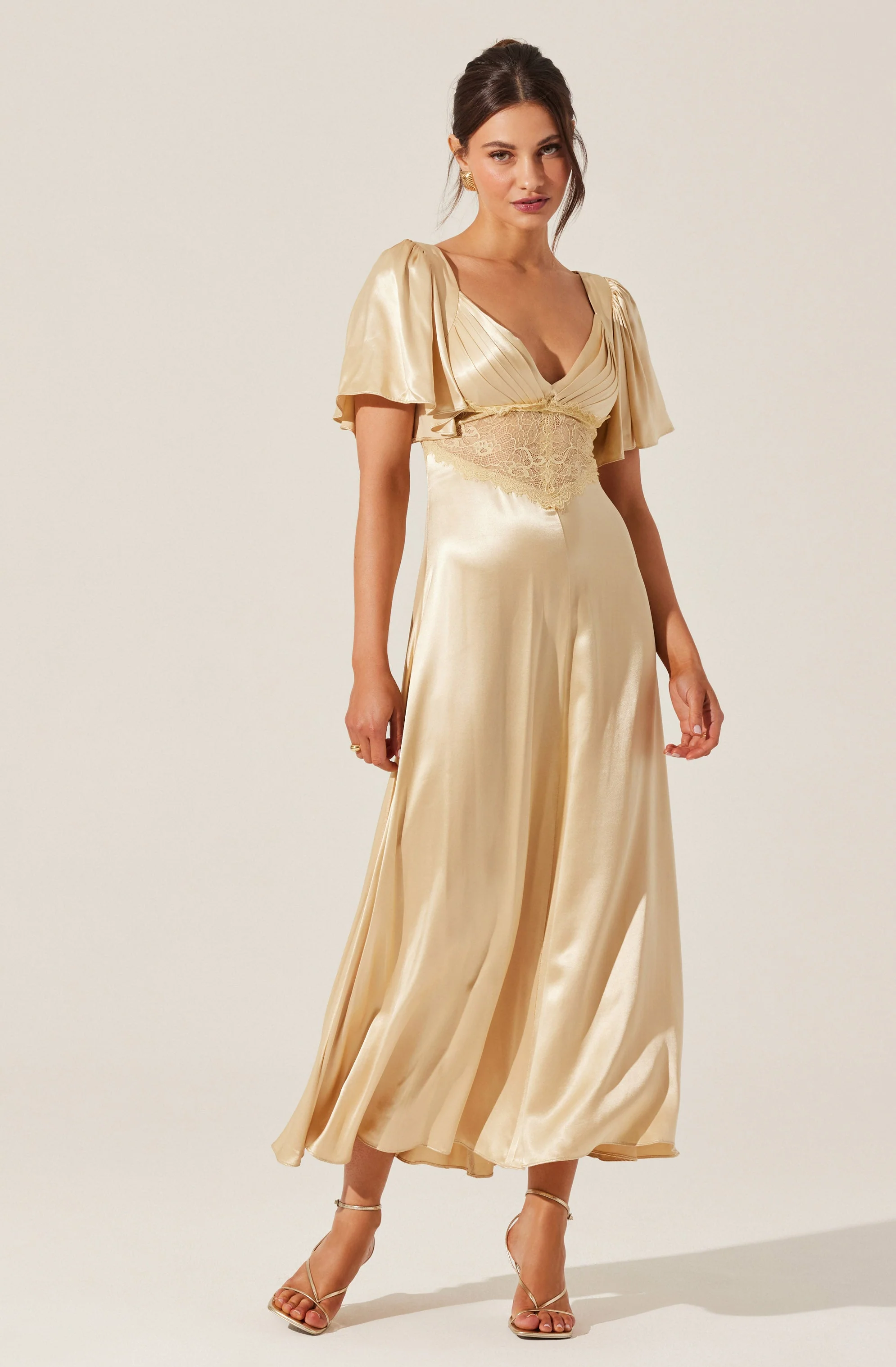 Aurelia Satin V-Neck Midi Dress - Image 15