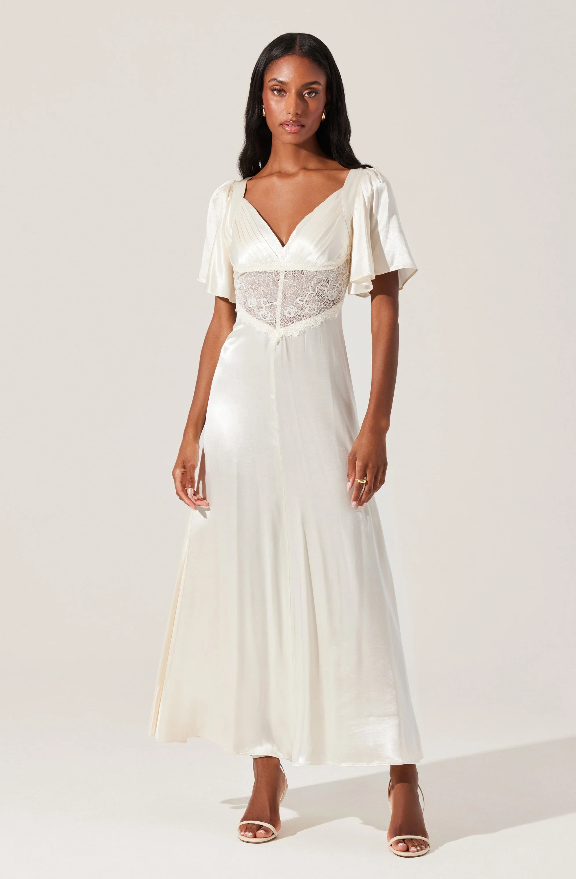 Aurelia Satin V-Neck Midi Dress - Image 3
