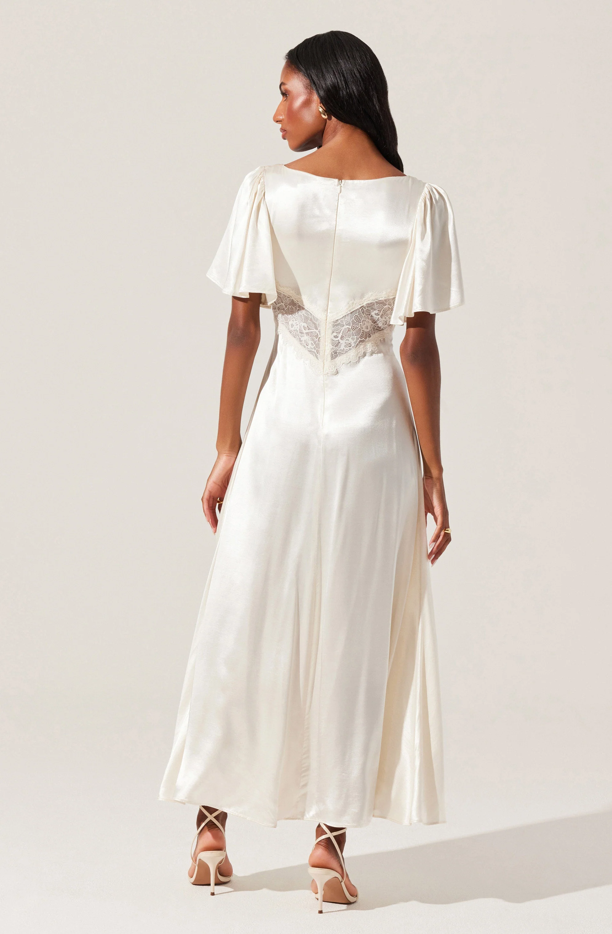 Aurelia Satin V-Neck Midi Dress - Image 4