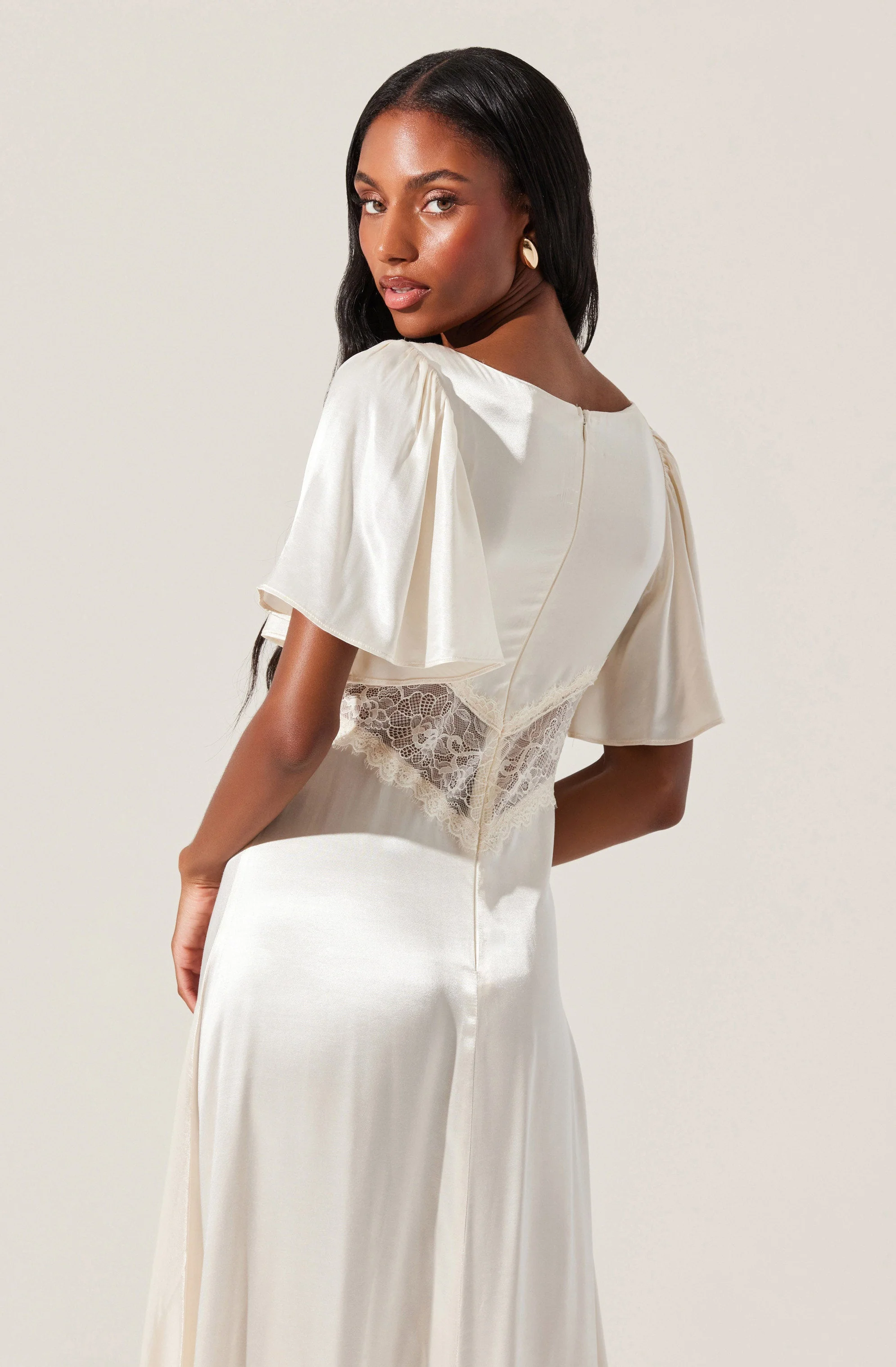 Aurelia Satin V-Neck Midi Dress - Image 6