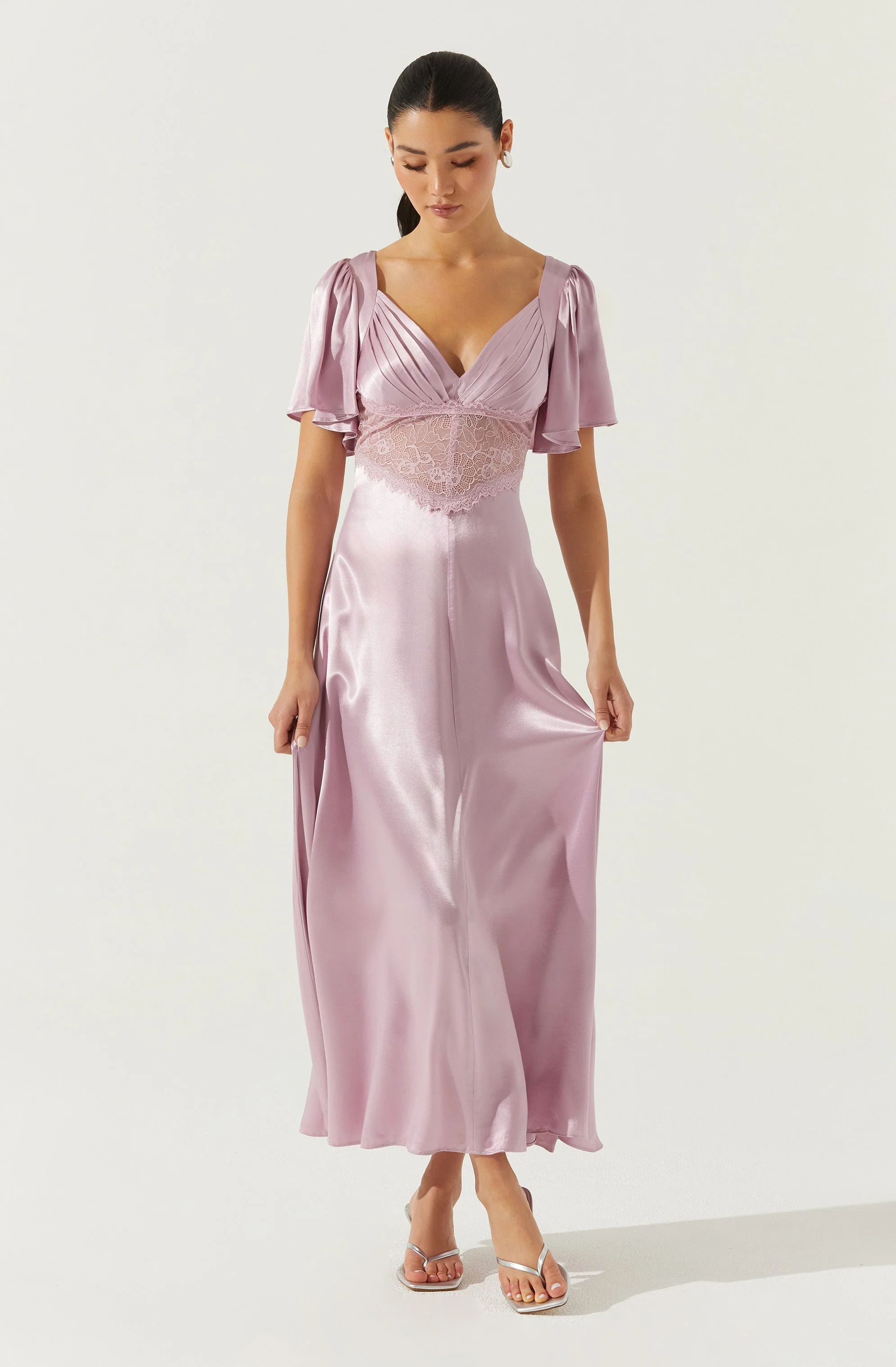 Aurelia Satin V-Neck Midi Dress - Image 7