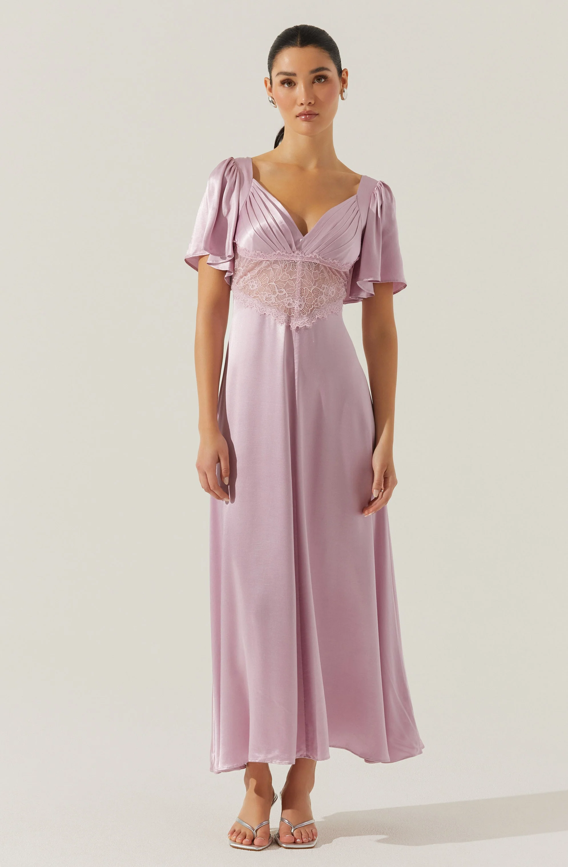 Aurelia Satin V-Neck Midi Dress - Image 9