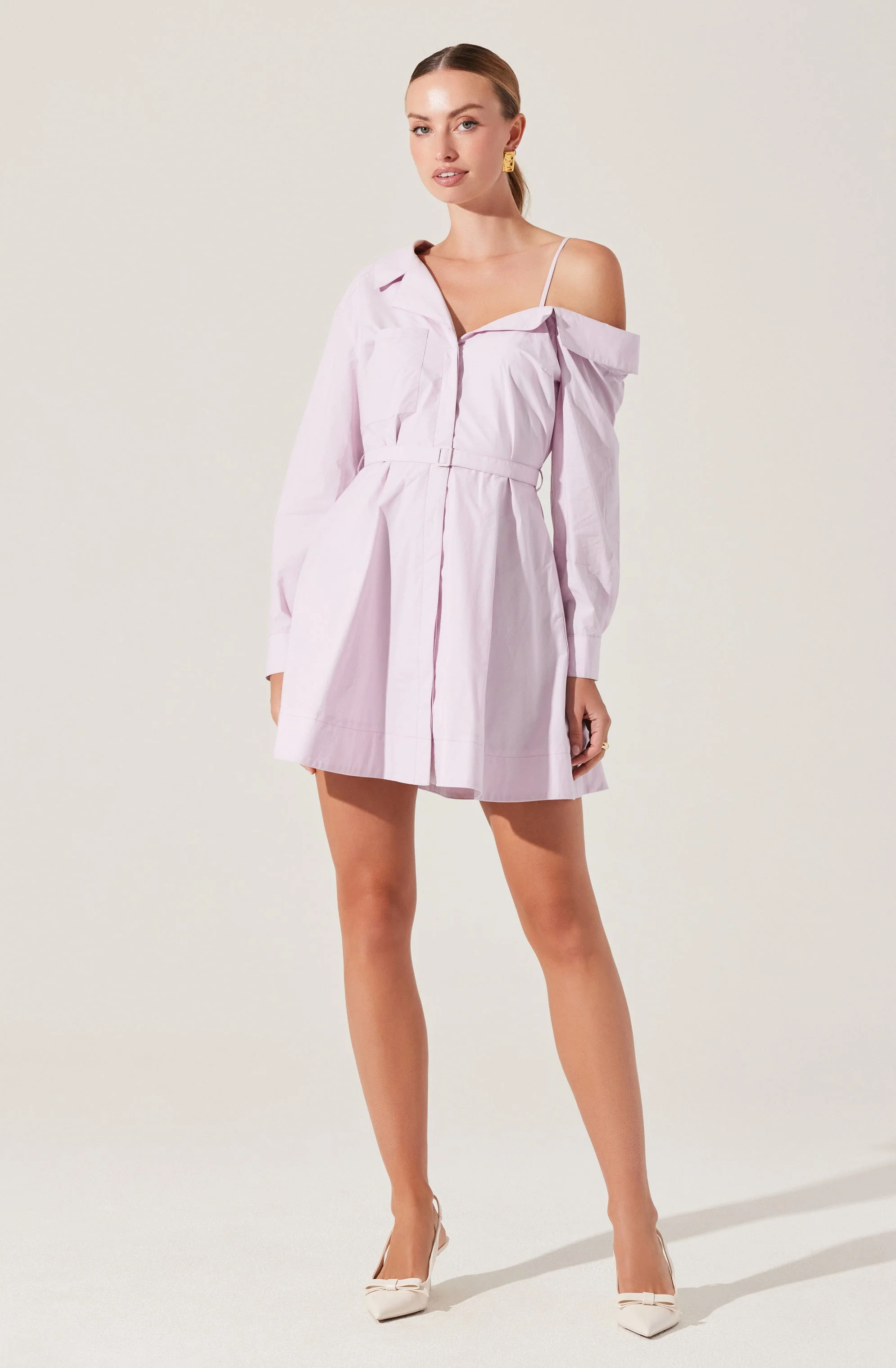 Aveni Off Shoulder Mini Shirt Dress - Image 3