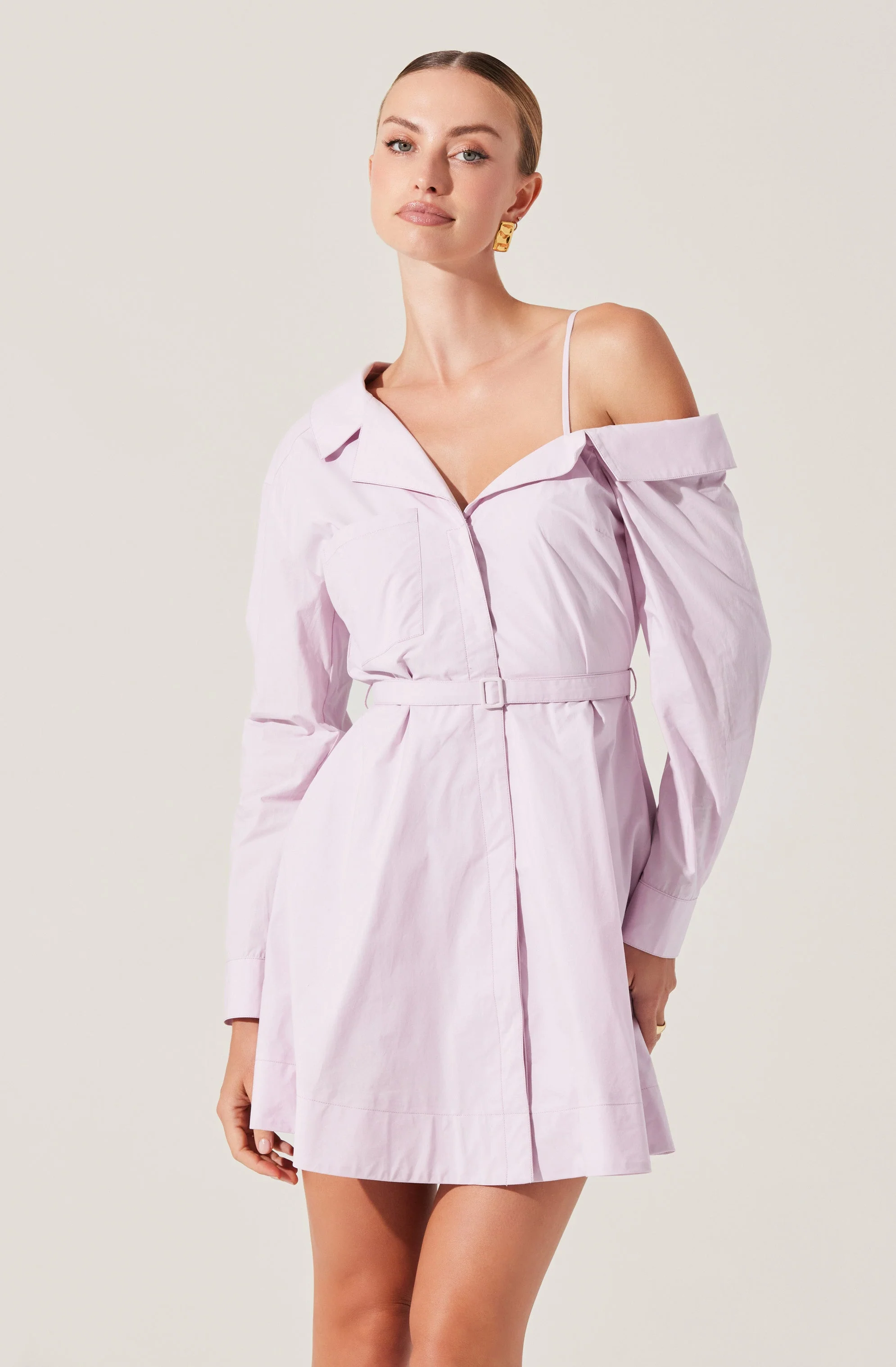 Aveni Off Shoulder Mini Shirt Dress - Image 4