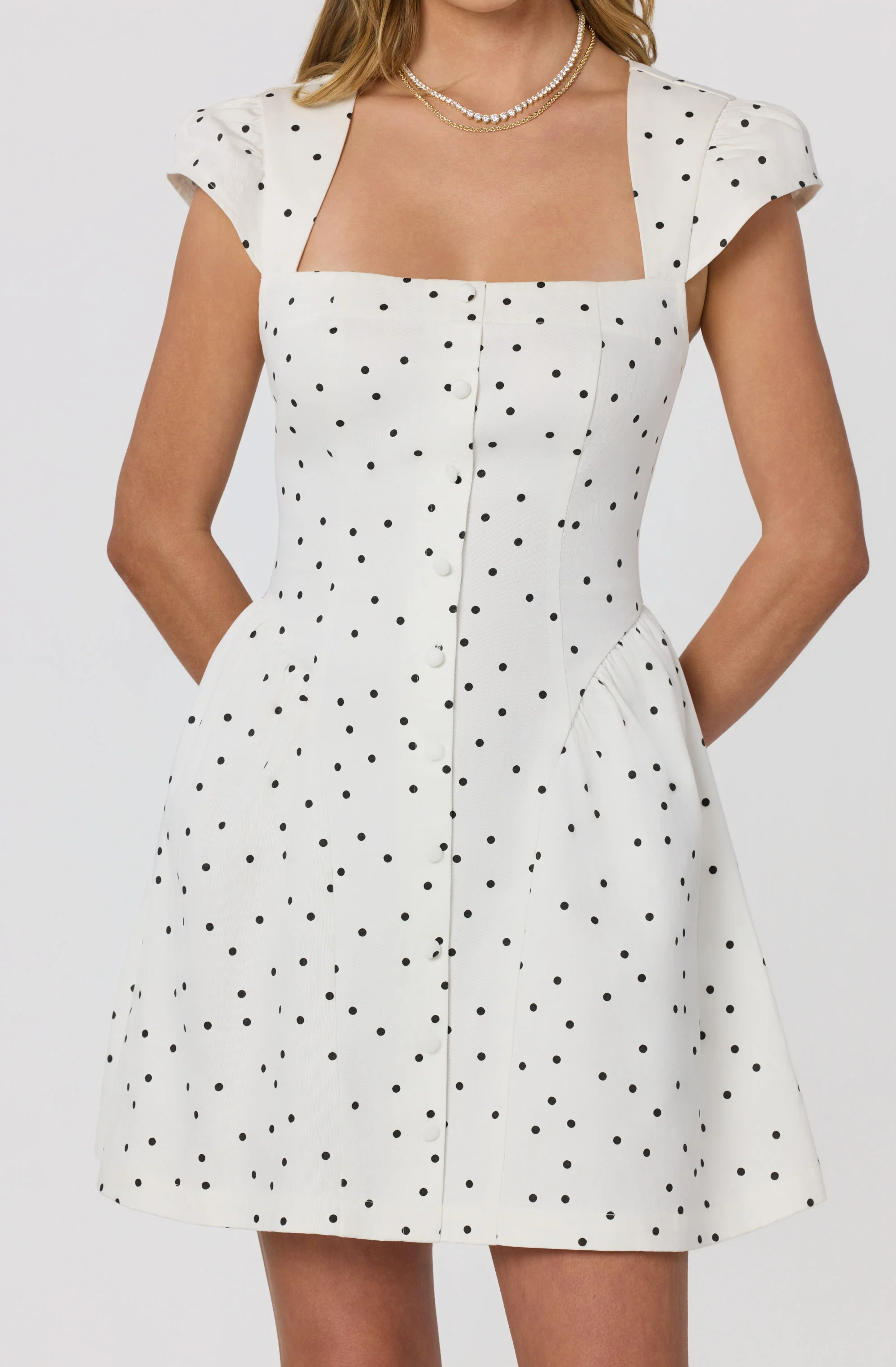 Averi Polka Dot Cap Sleeve Mini Dress - Image 4