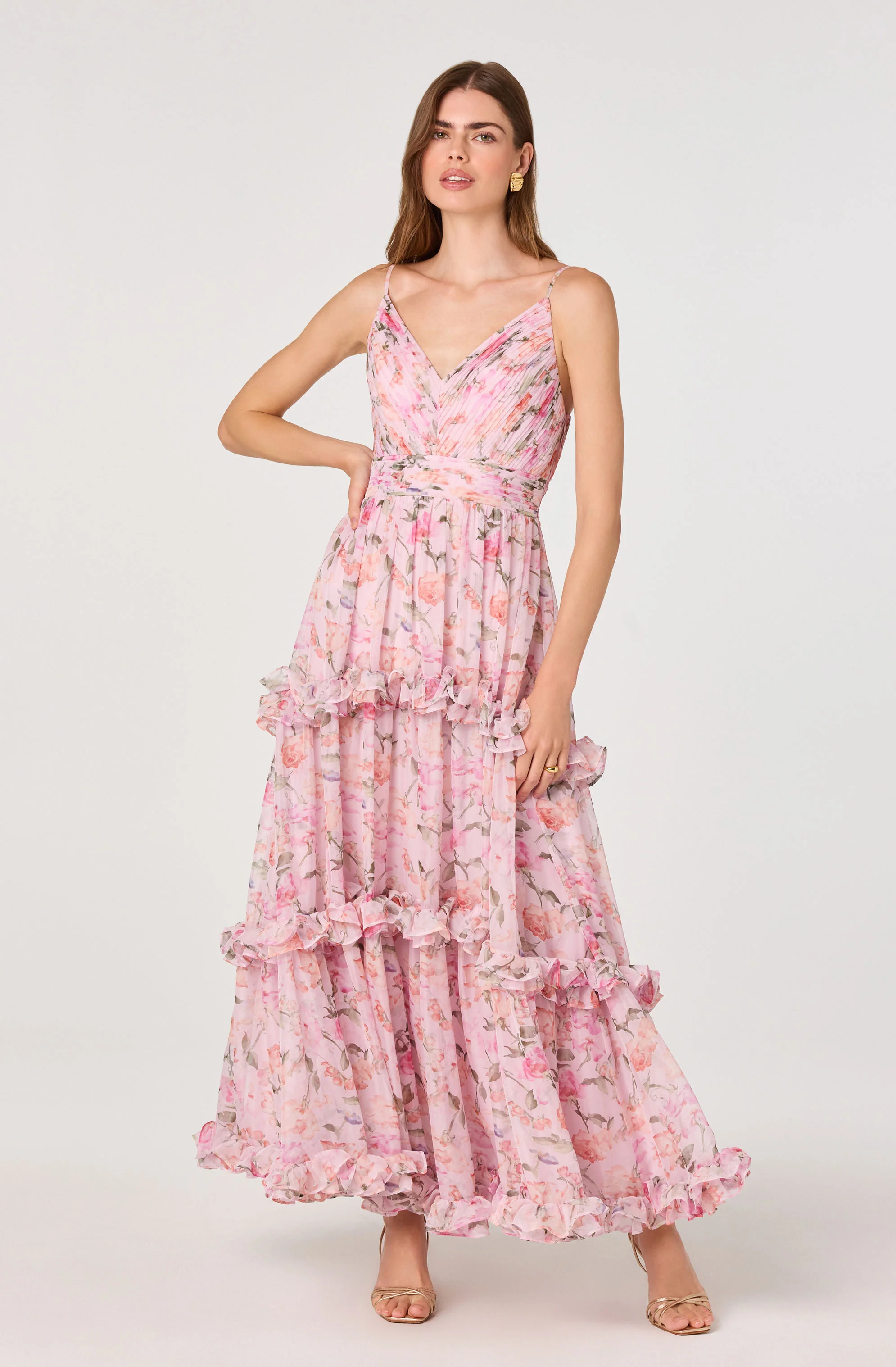 Ayanna Floral Pleated Tiered Maxi Dress - Image 8