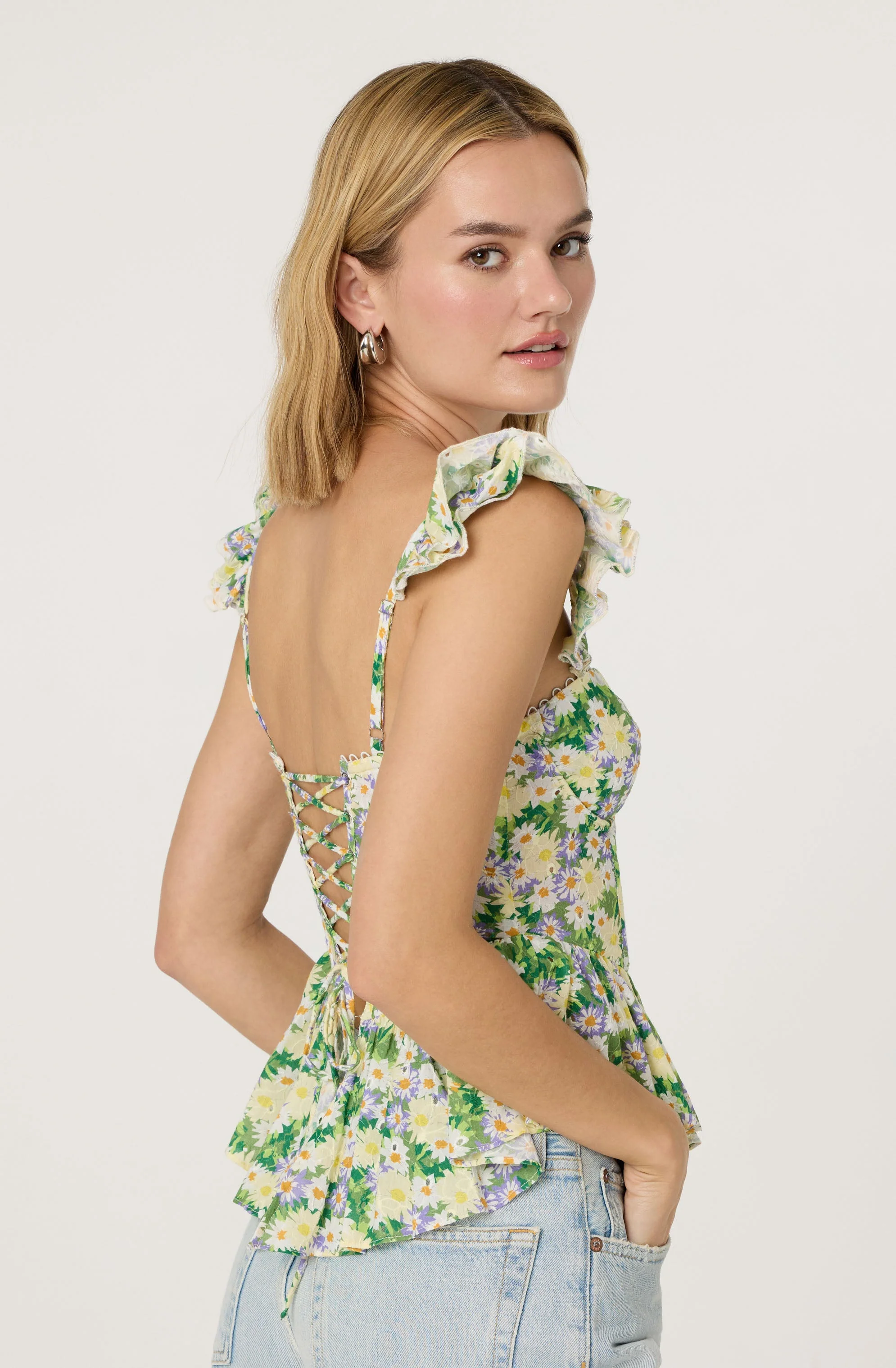 Baylin Floral Peplum Top - Image 7