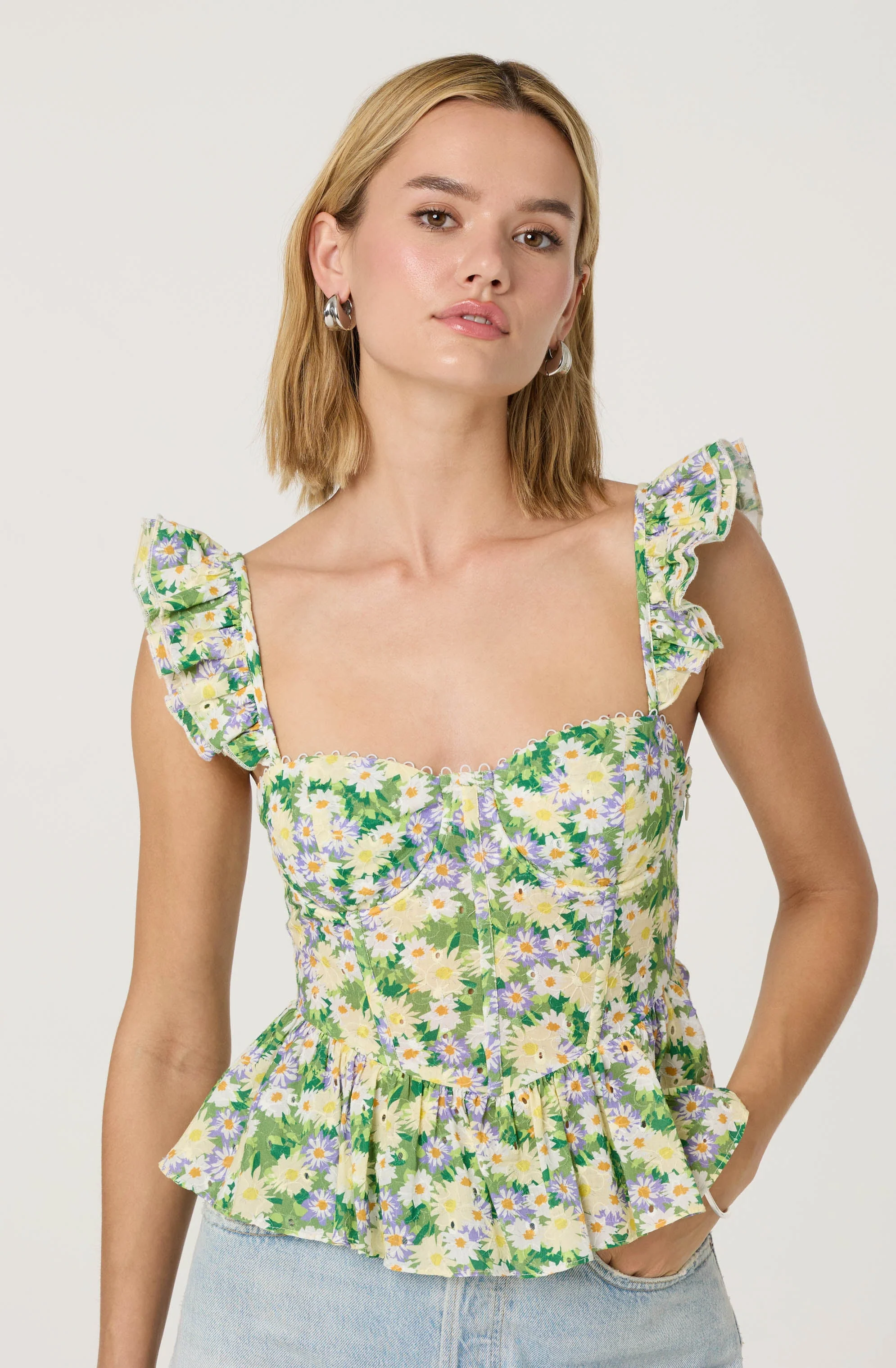 Baylin Floral Peplum Top - Image 8