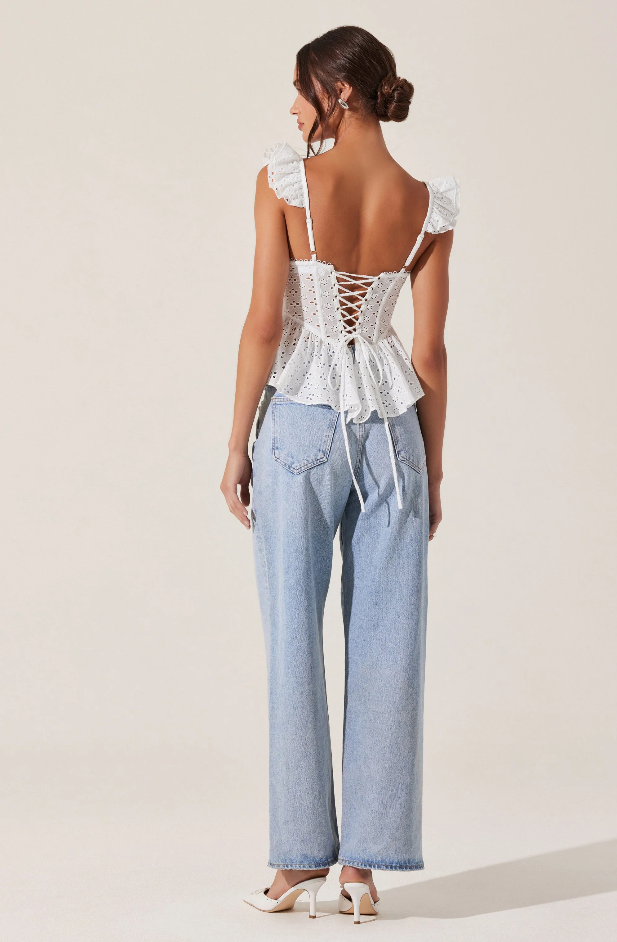 Baylin Eyelet Peplum Corset Top - Image 6