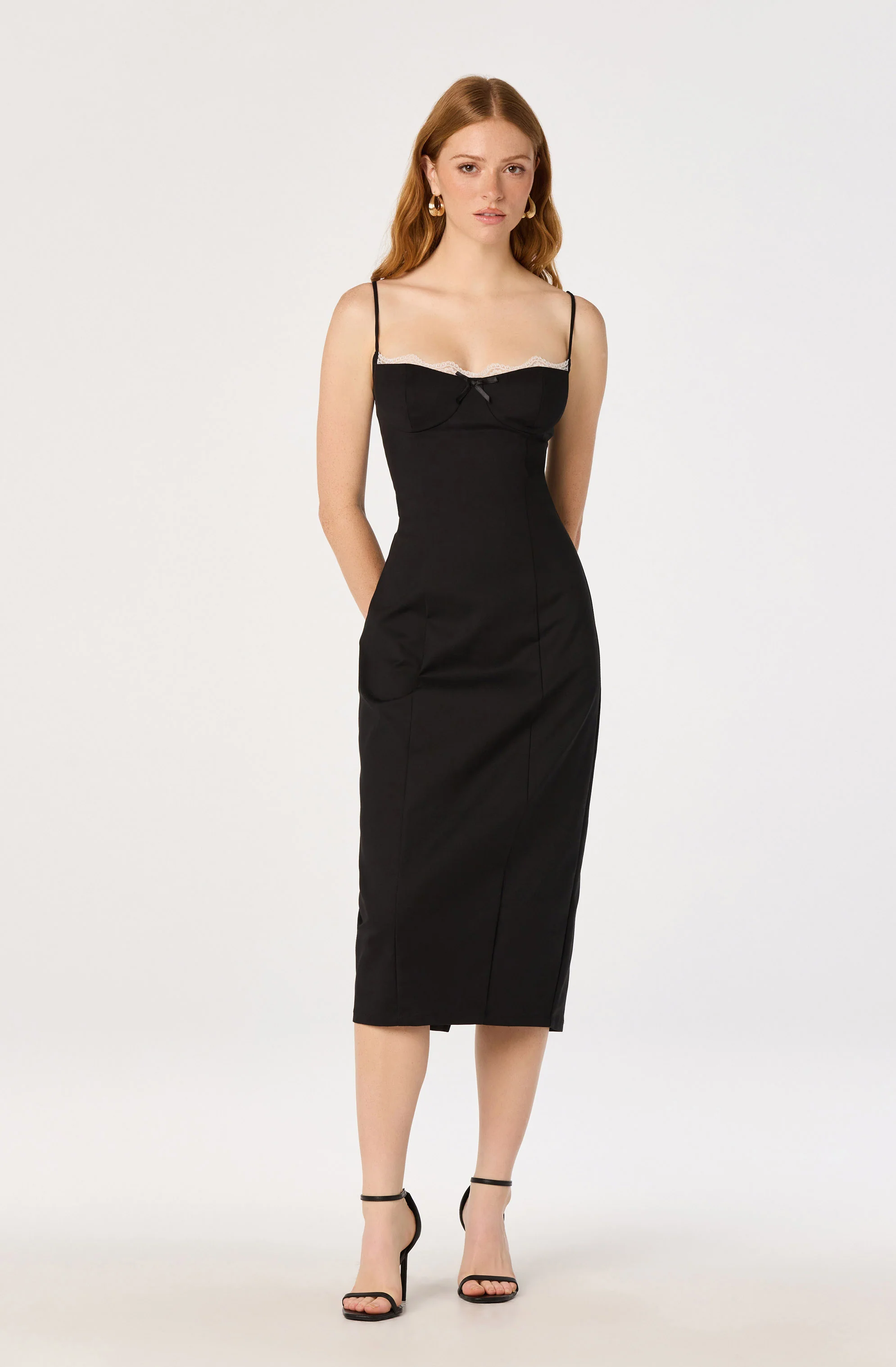 Bea Lace Trim Bustier Midi Dress - Image 4
