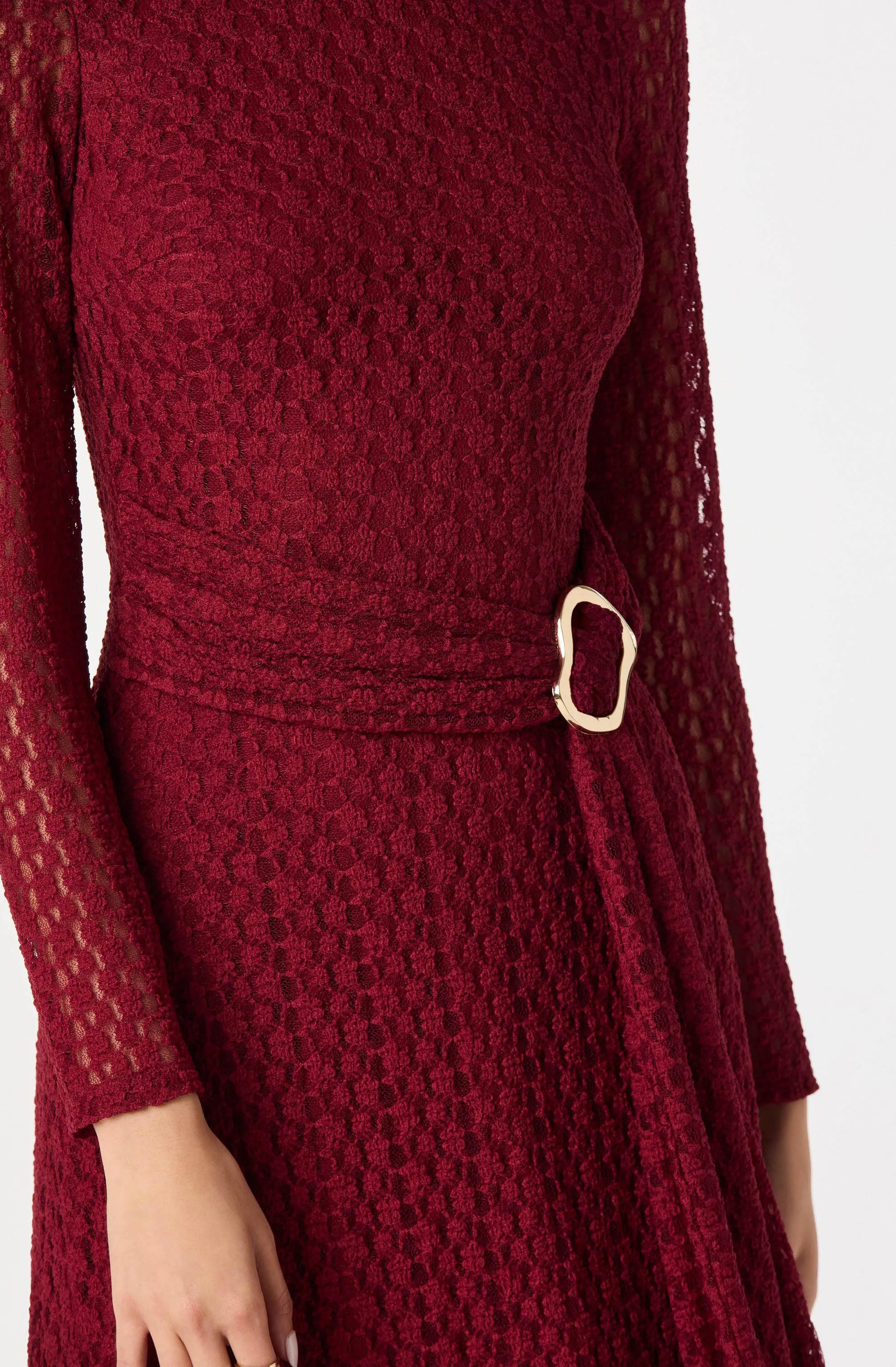 Belted Lace Midi Dress - Image 10