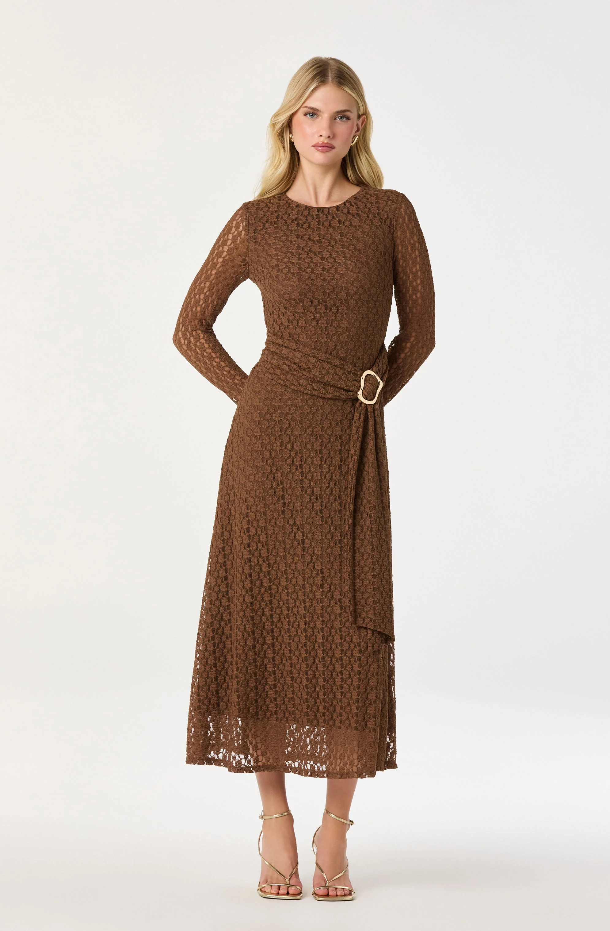 Belted Lace Midi Dress - Image 2