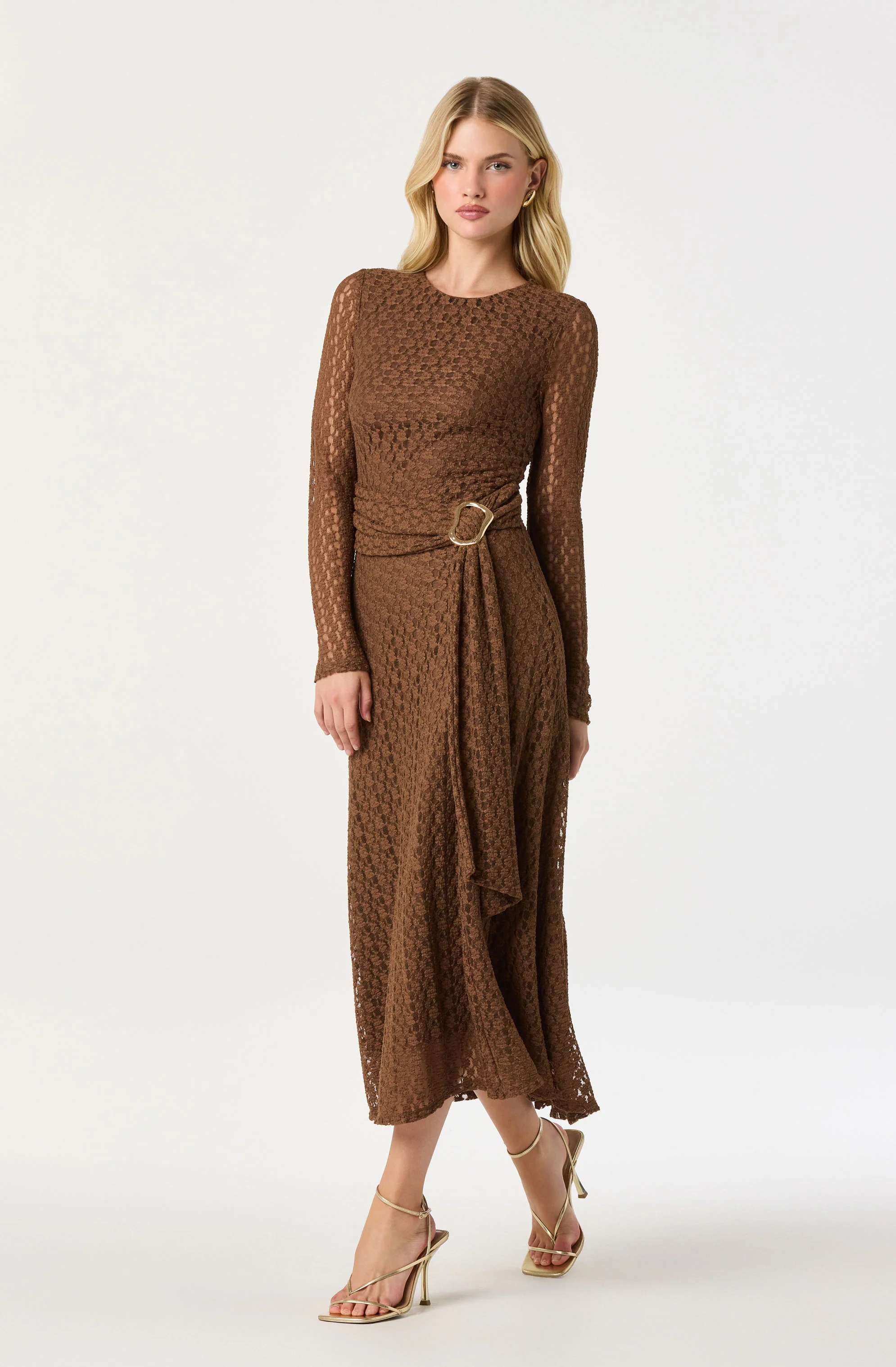 Belted Lace Midi Dress - Image 6