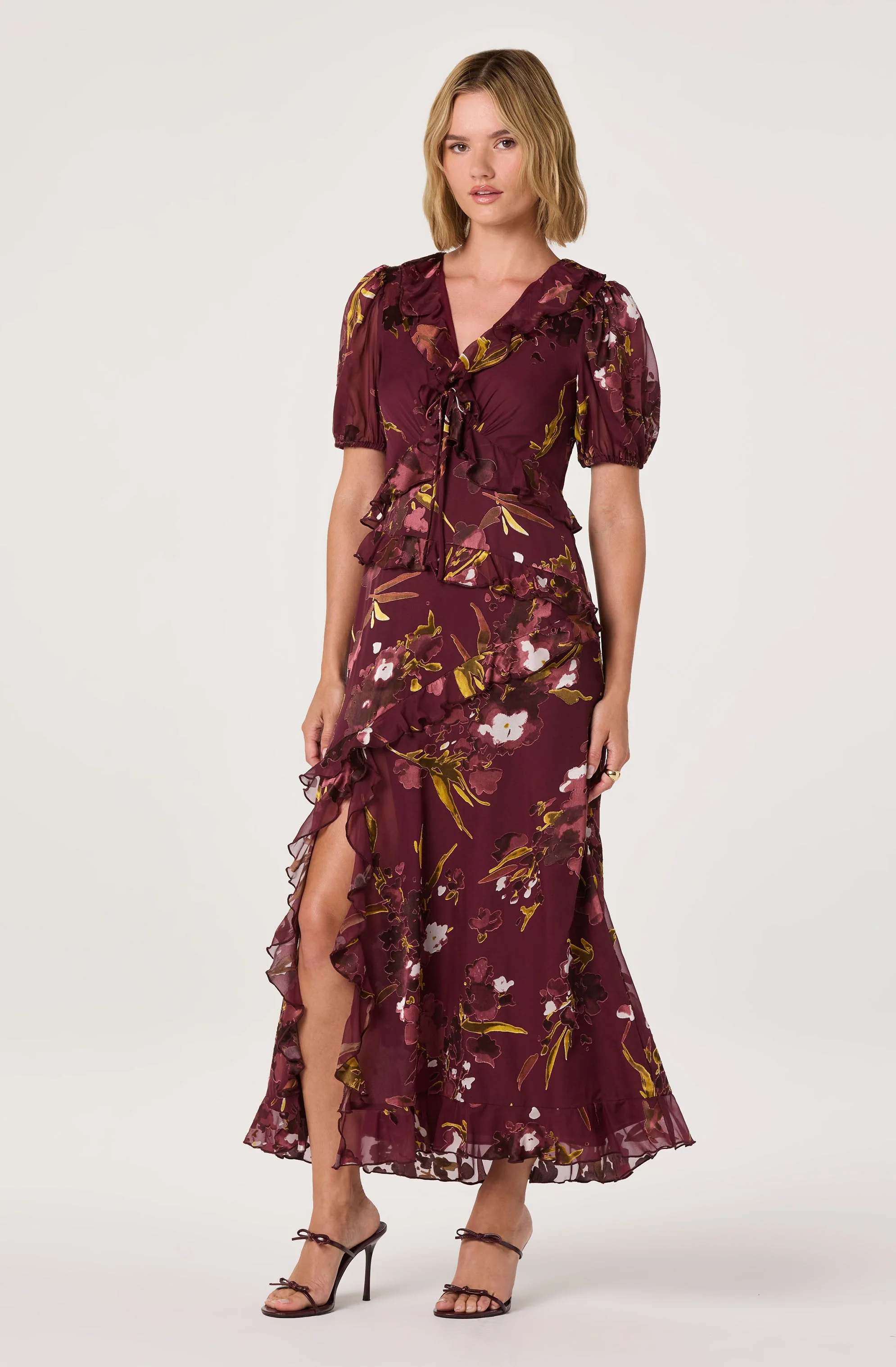 Bennet Floral Ruffle Trim Midi Dress - Image 2