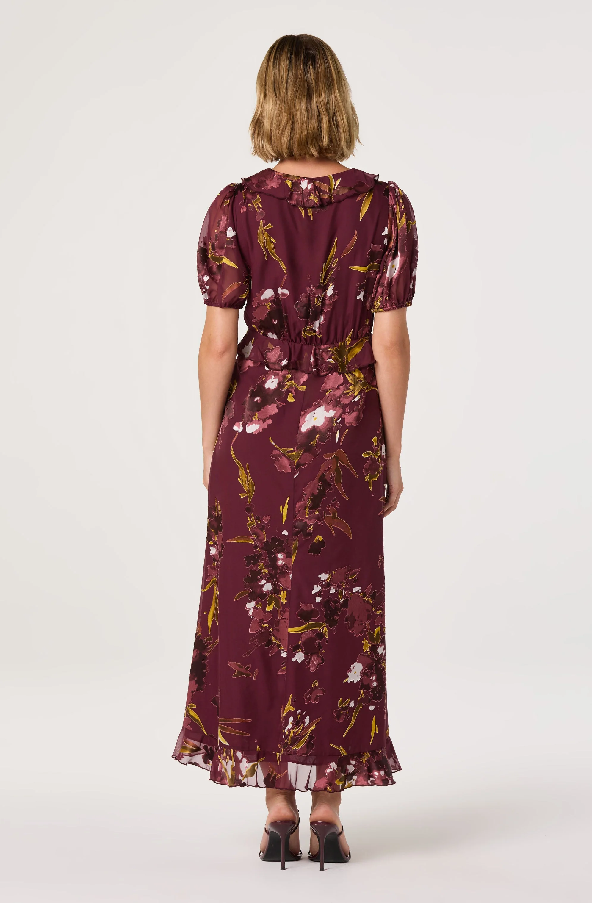 Bennet Floral Ruffle Trim Midi Dress - Image 5