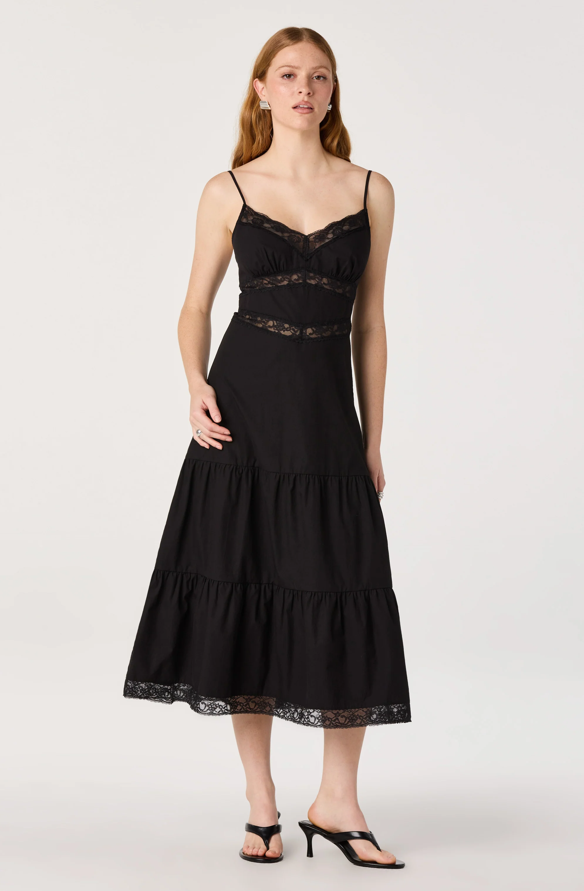 Berenice Lace Trim Midi Dress