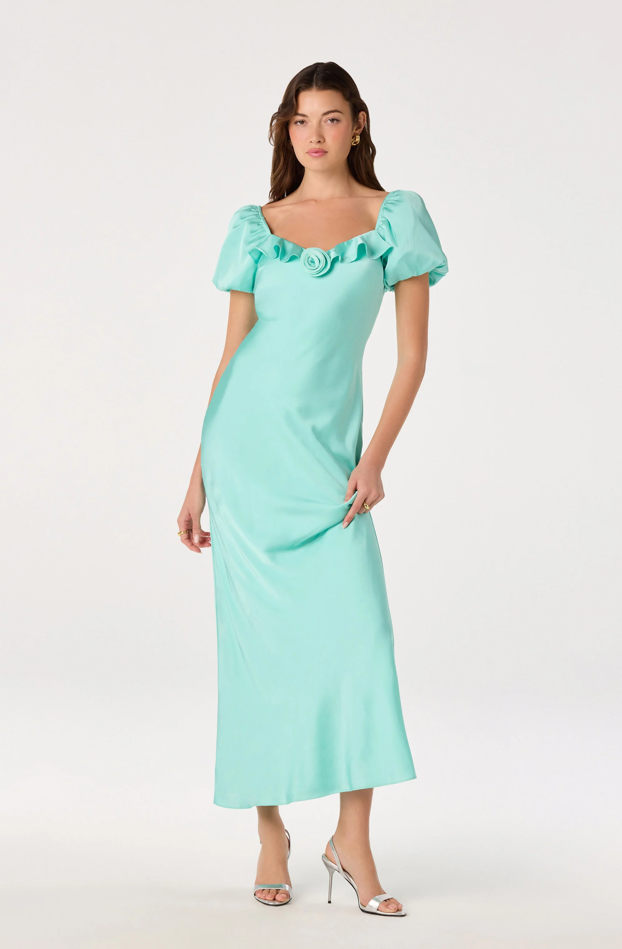 Bethrose 3D Rose Satin Maxi Dress - Image 4
