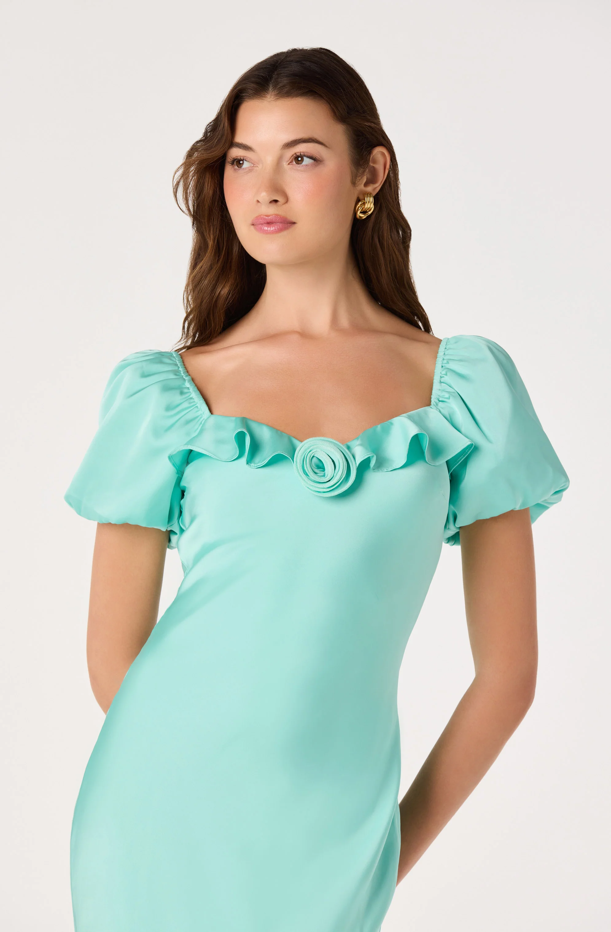 Bethrose 3D Rose Satin Maxi Dress - Image 5