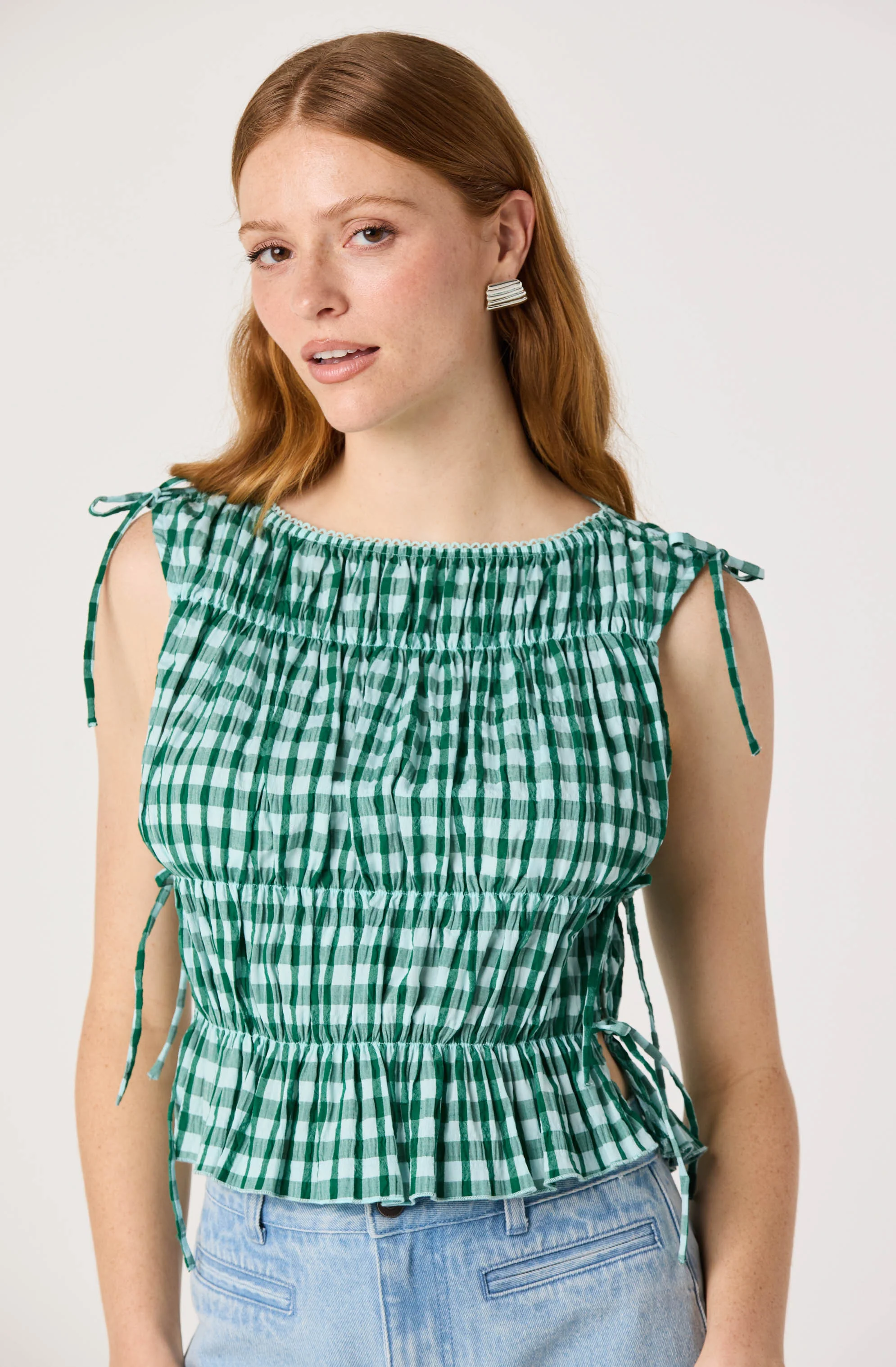 Bianca Gingham Smocked Tiered Top - Image 5