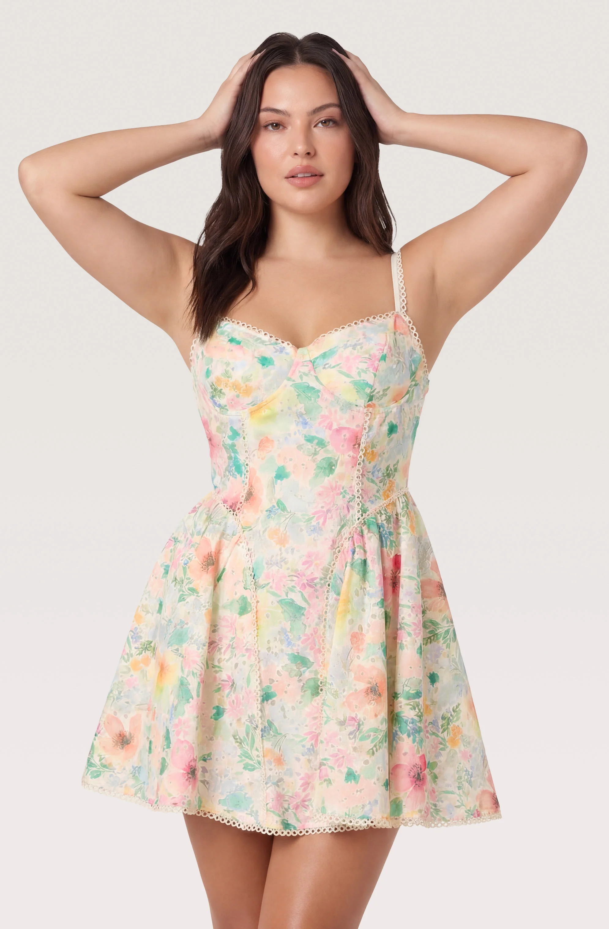 Birdie Floral Eyelet Sweetheart Mini Dress - Image 16