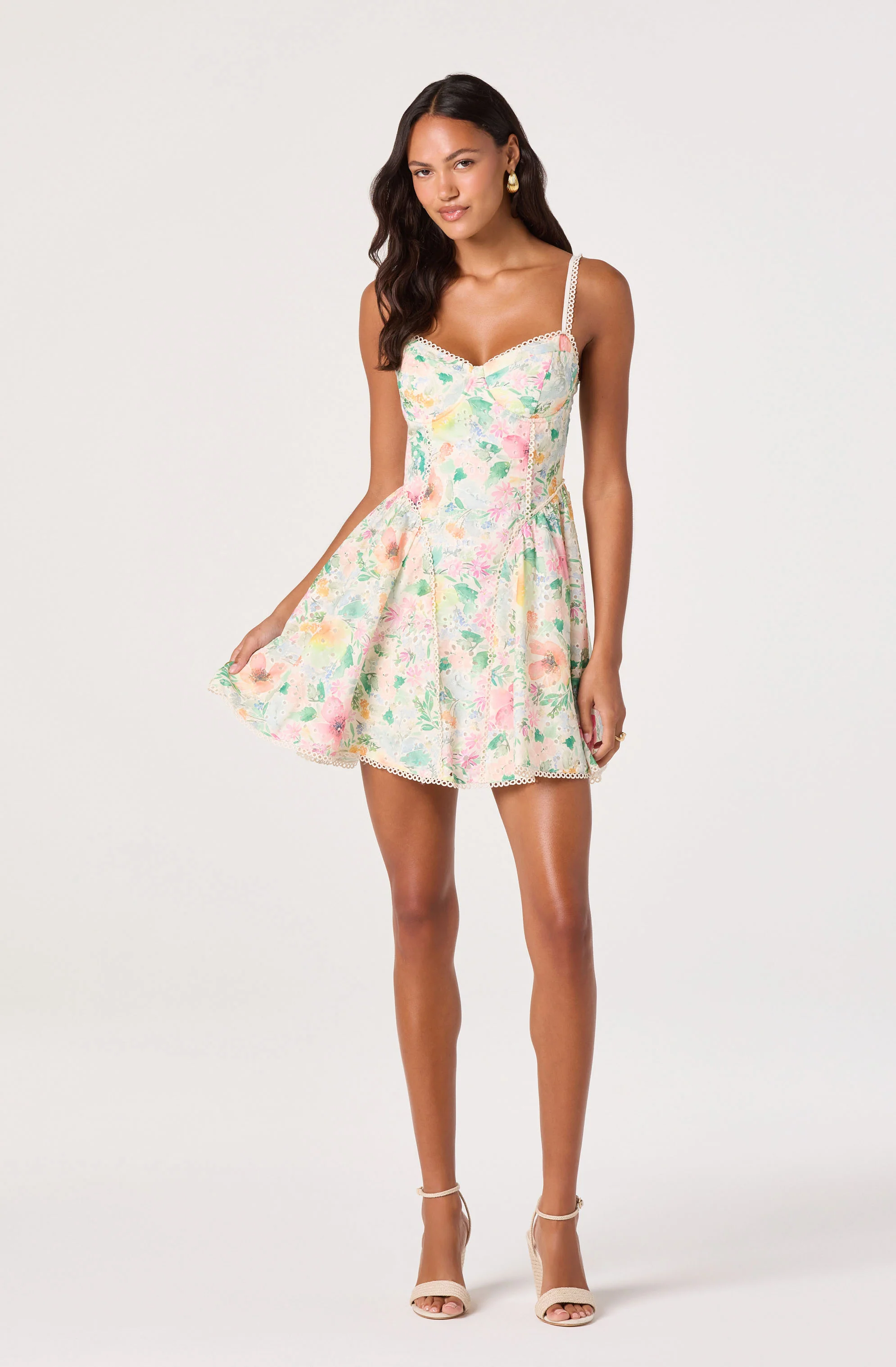 Birdie Floral Eyelet Sweetheart Mini Dress - Image 2