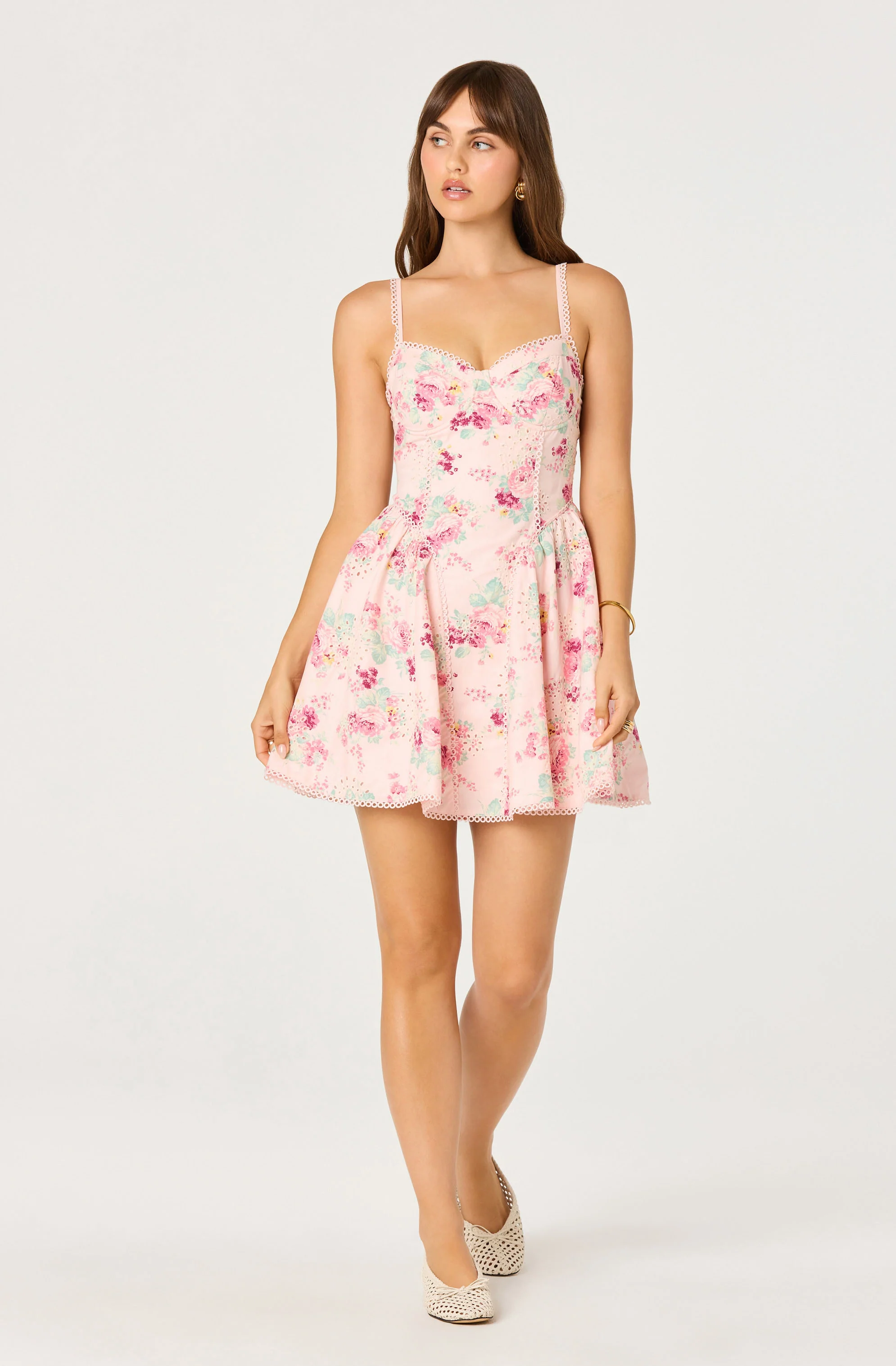 Birdie Floral Eyelet Sweetheart Mini Dress - Image 8