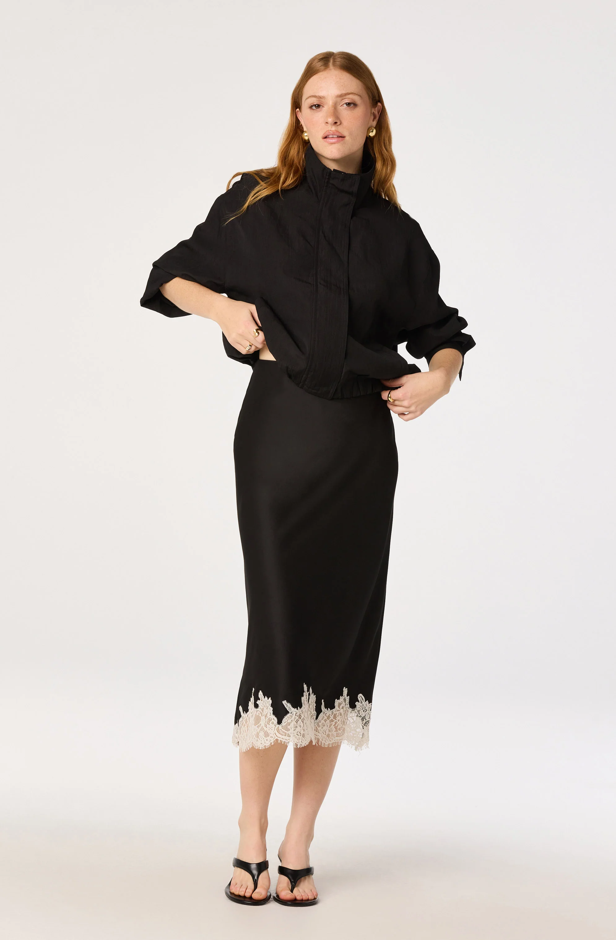 Blossom Lace Hem Midi Skirt