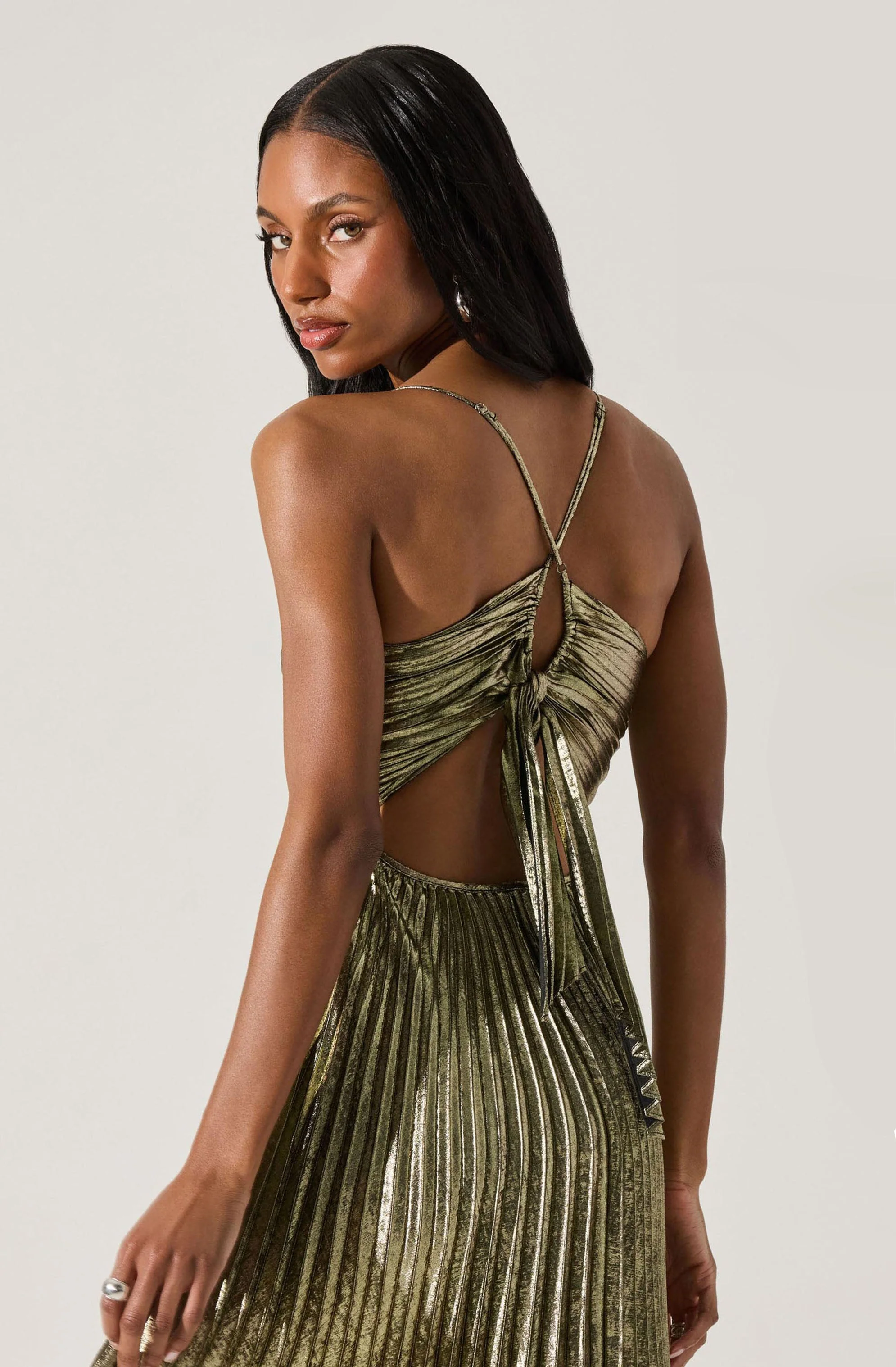 Blythe Metallic Plisse Midi Dress - Image 6