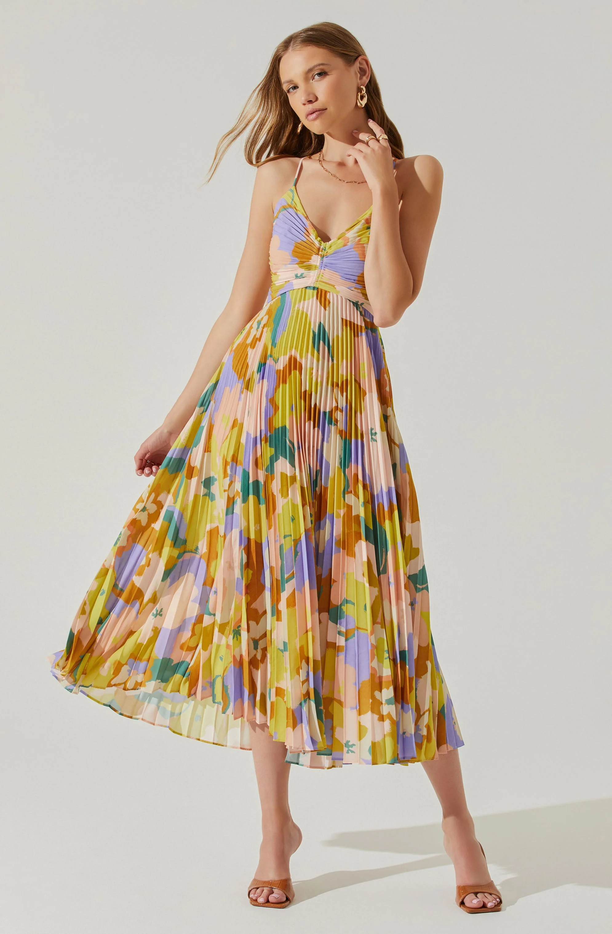 Blythe Floral Plisse Midi Dress - Image 103