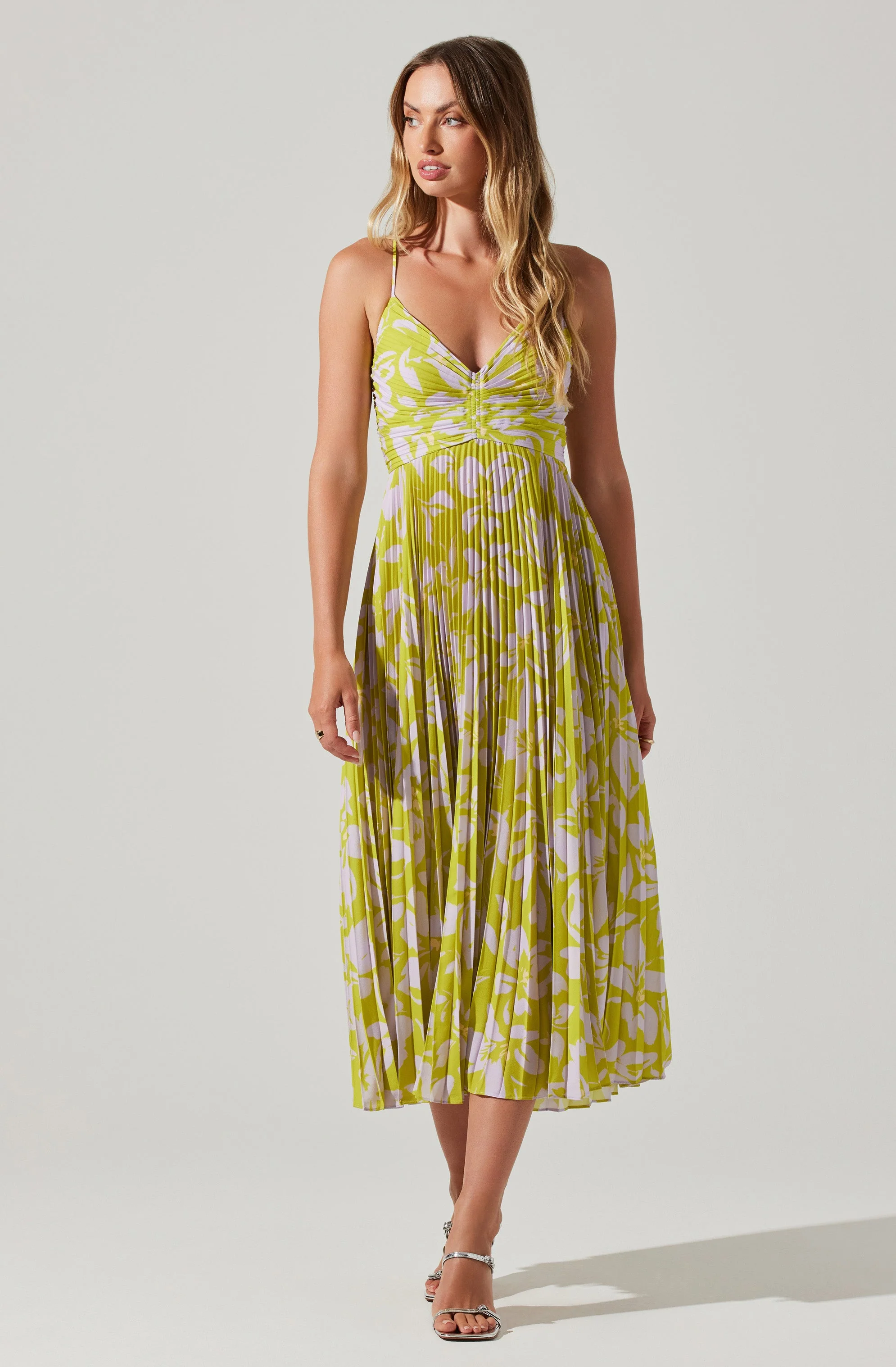 Blythe Floral Plisse Midi Dress - Image 115