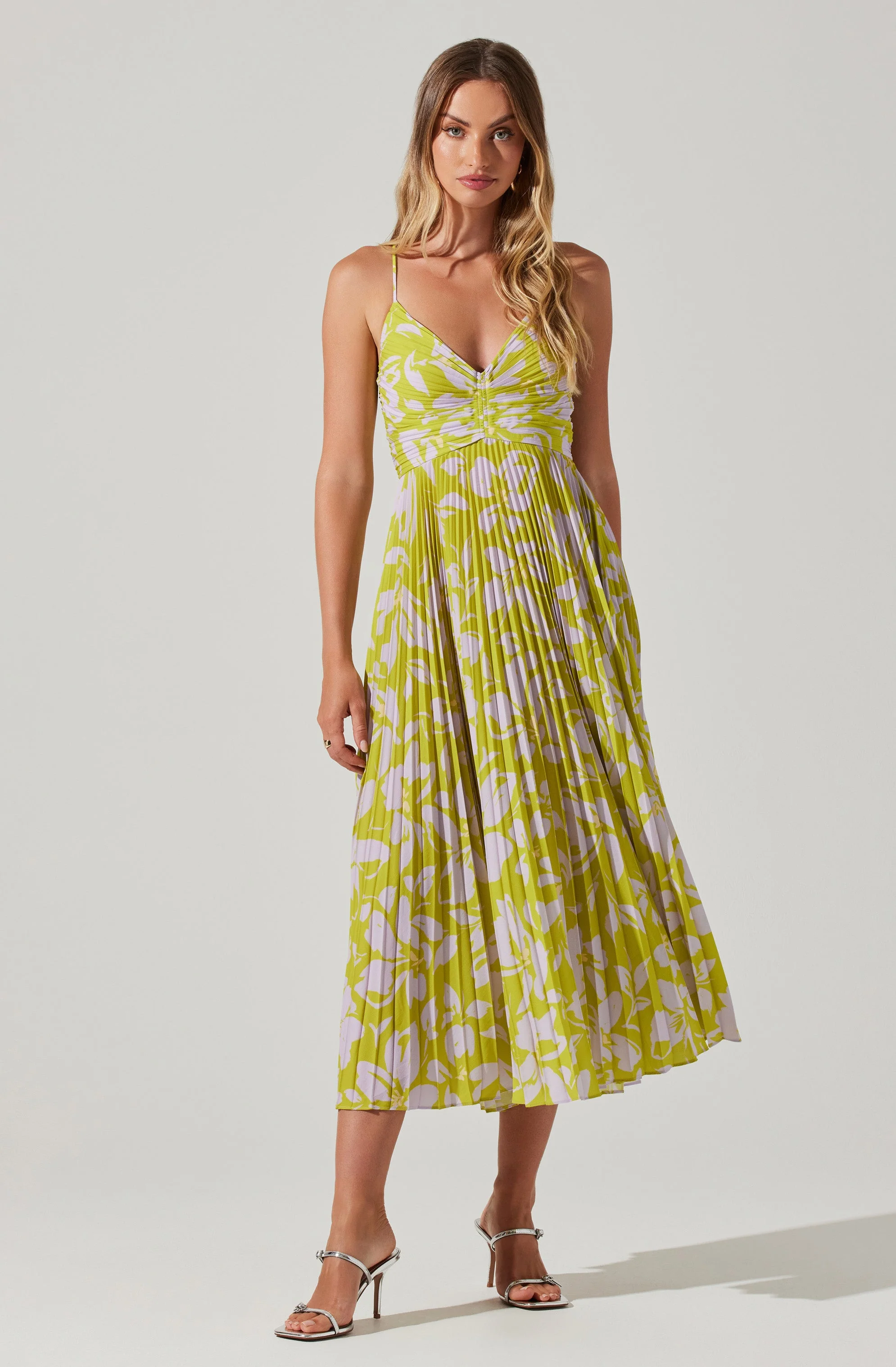 Blythe Floral Plisse Midi Dress - Image 117