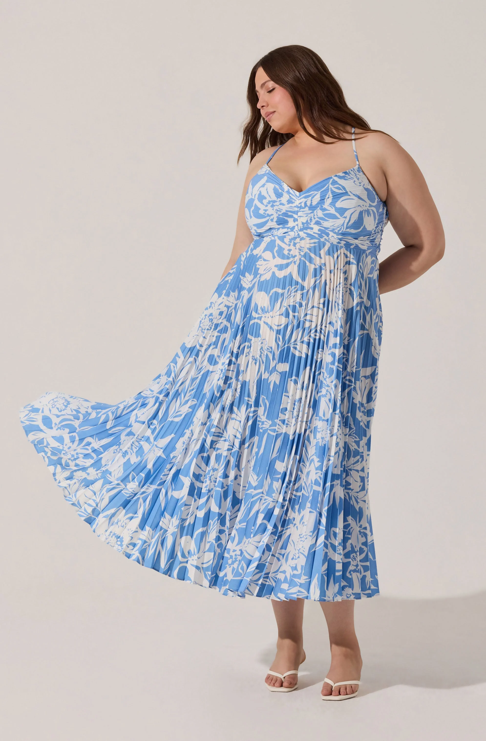 Blythe Floral Plisse Midi Dress - Image 132