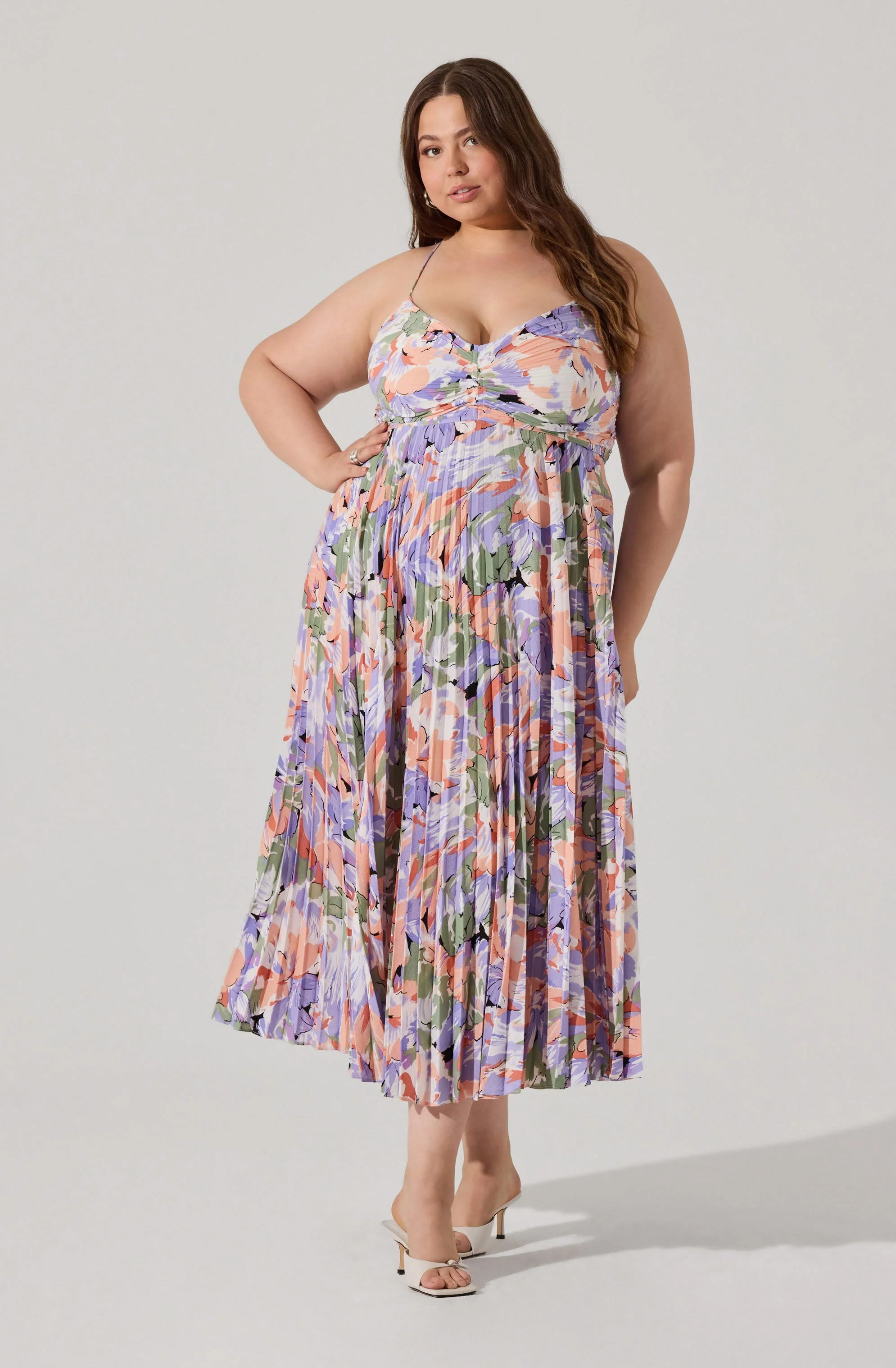 Blythe Floral Plisse Midi Dress - Image 133