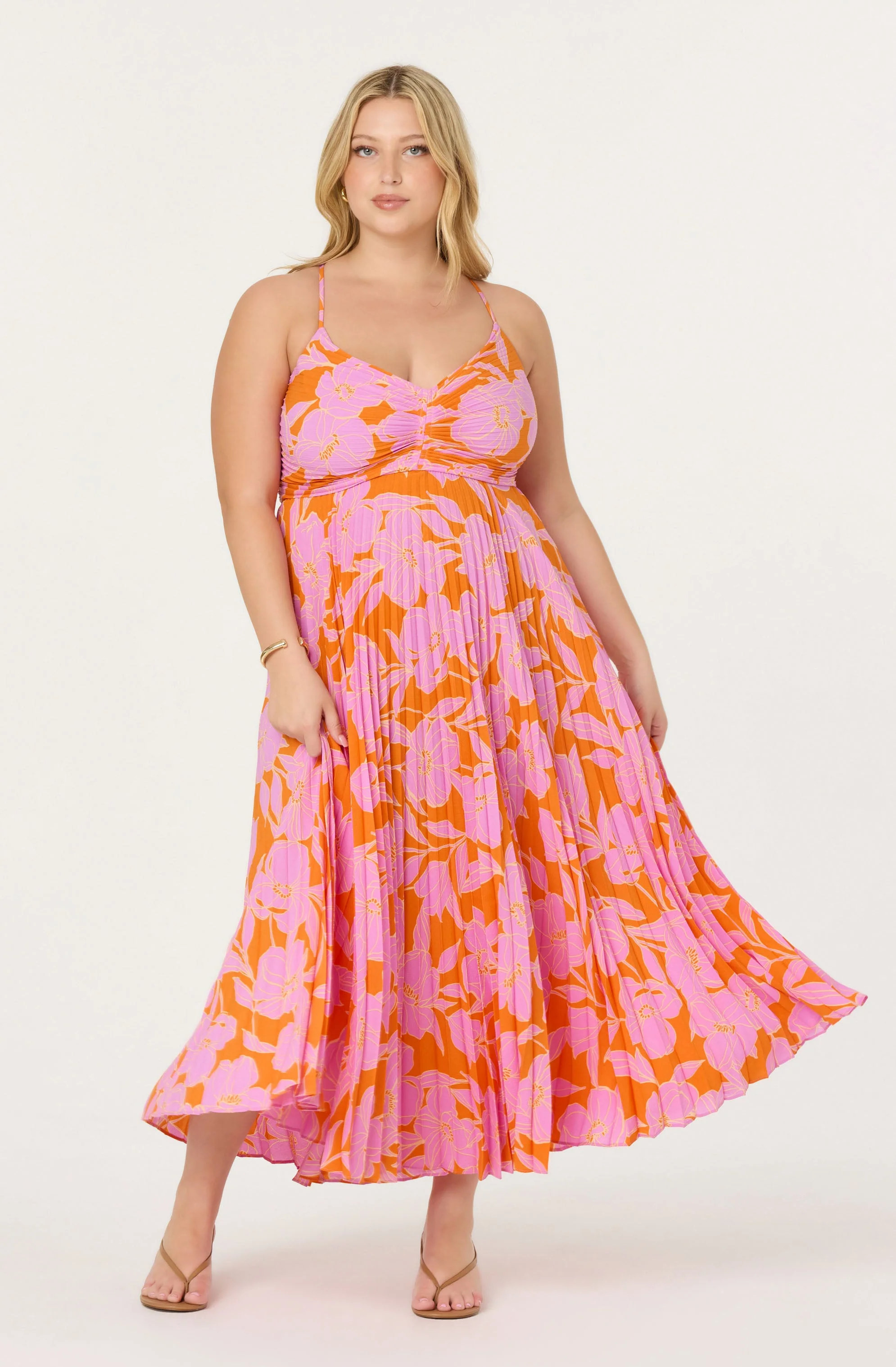 Blythe Floral Plisse Midi Dress - Image 139