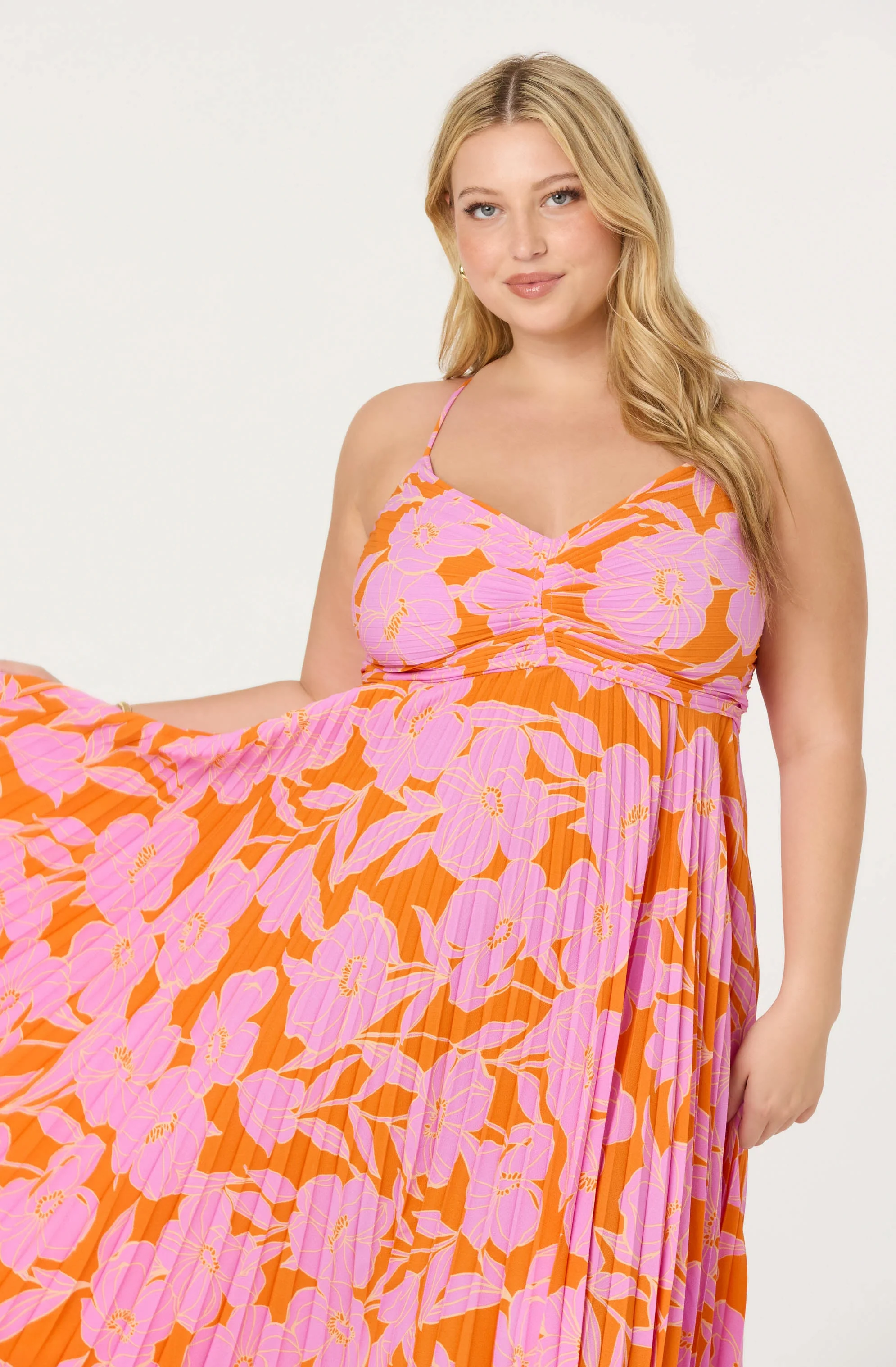 Blythe Floral Plisse Midi Dress - Image 141
