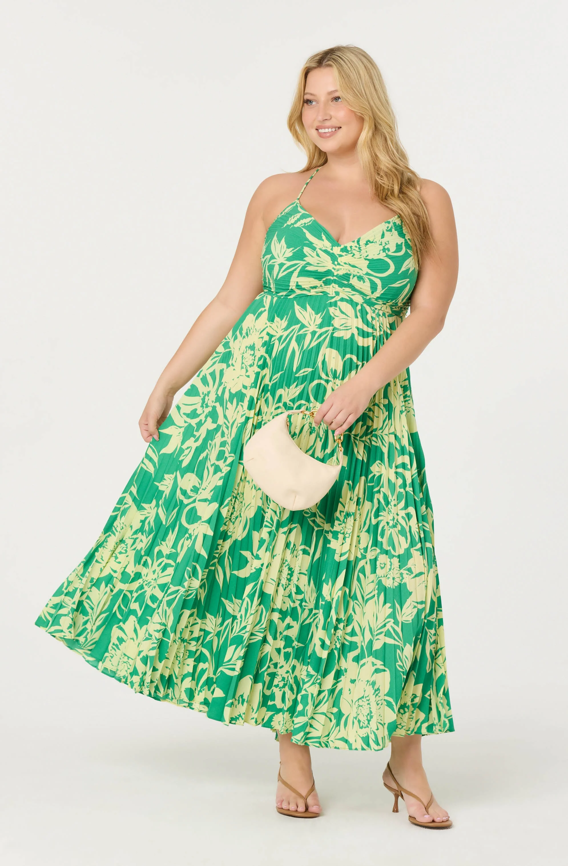 Blythe Floral Plisse Midi Dress - Image 146