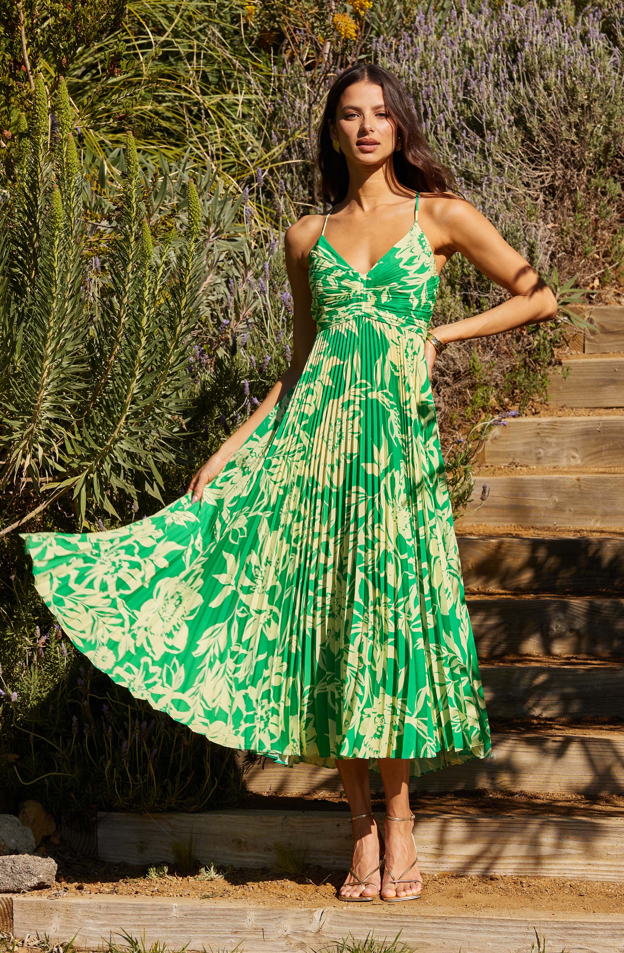 Blythe Floral Plisse Midi Dress - Image 31