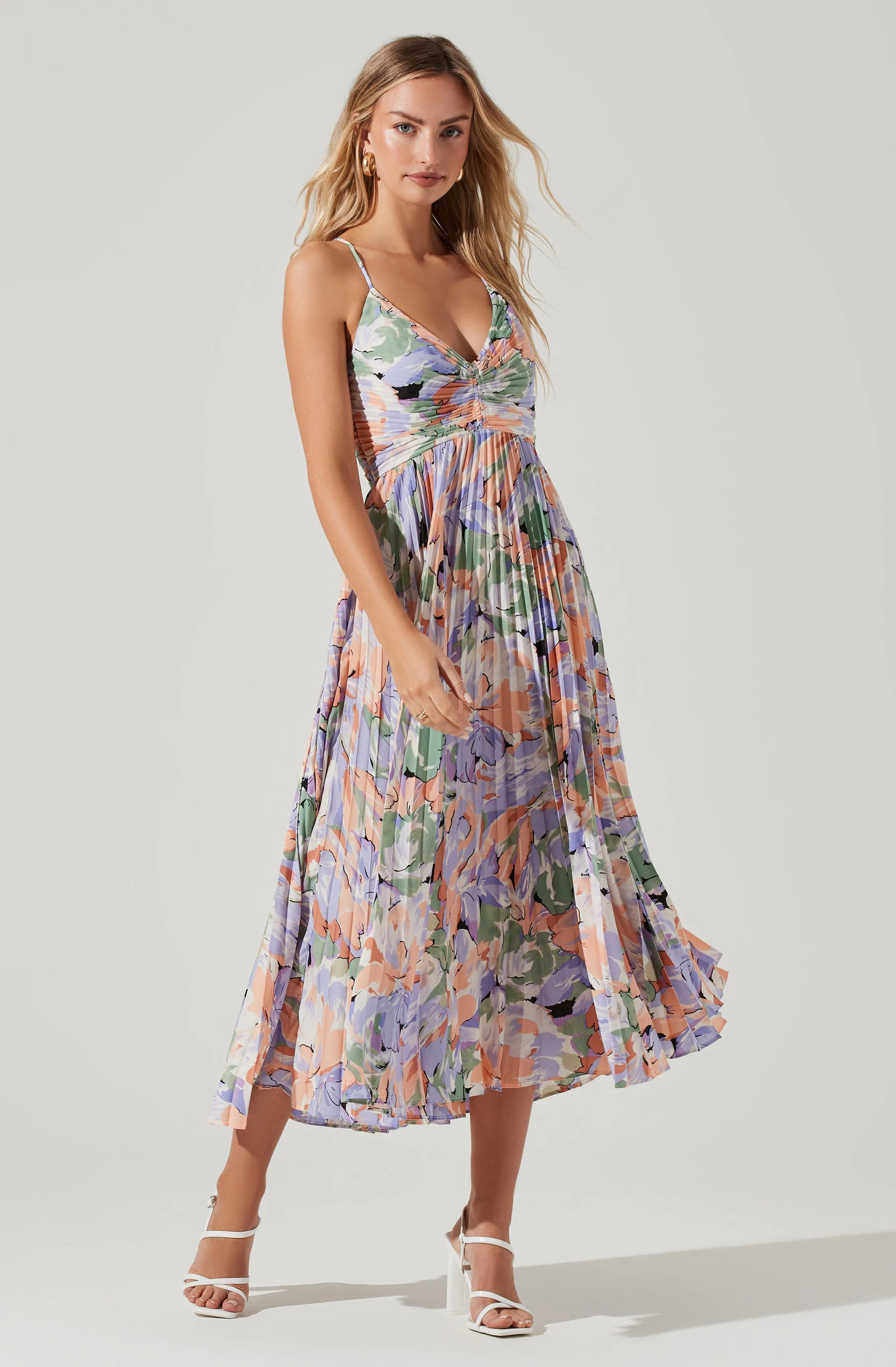 Blythe Floral Plisse Midi Dress - Image 37