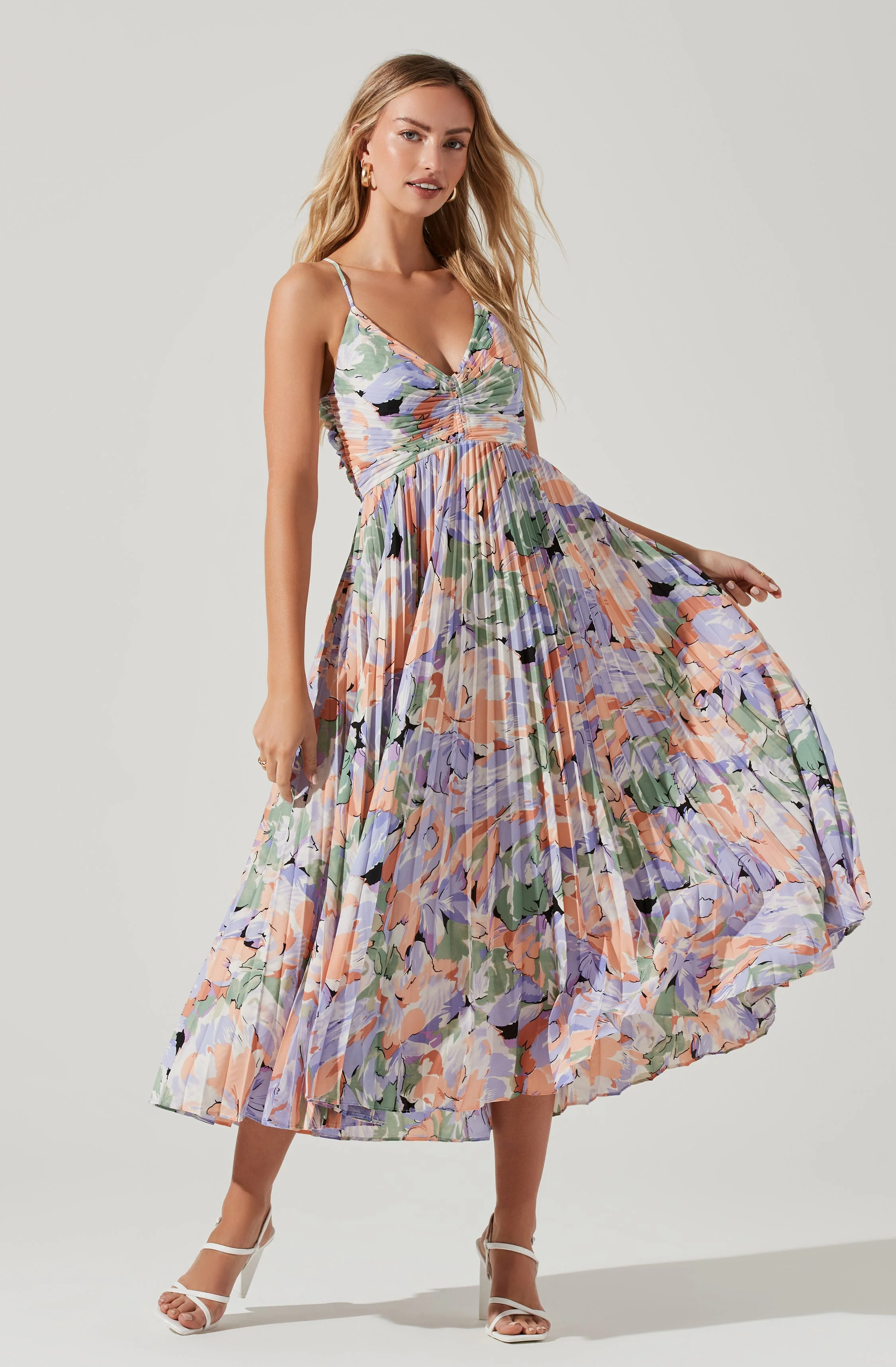 Blythe Floral Plisse Midi Dress - Image 39