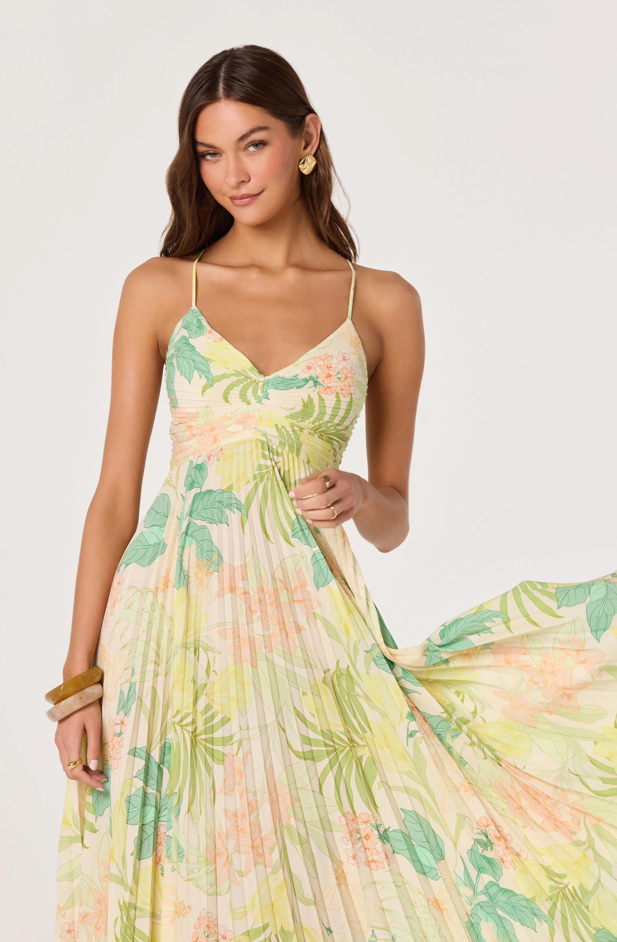 Blythe Floral Plisse Midi Dress - Image 4