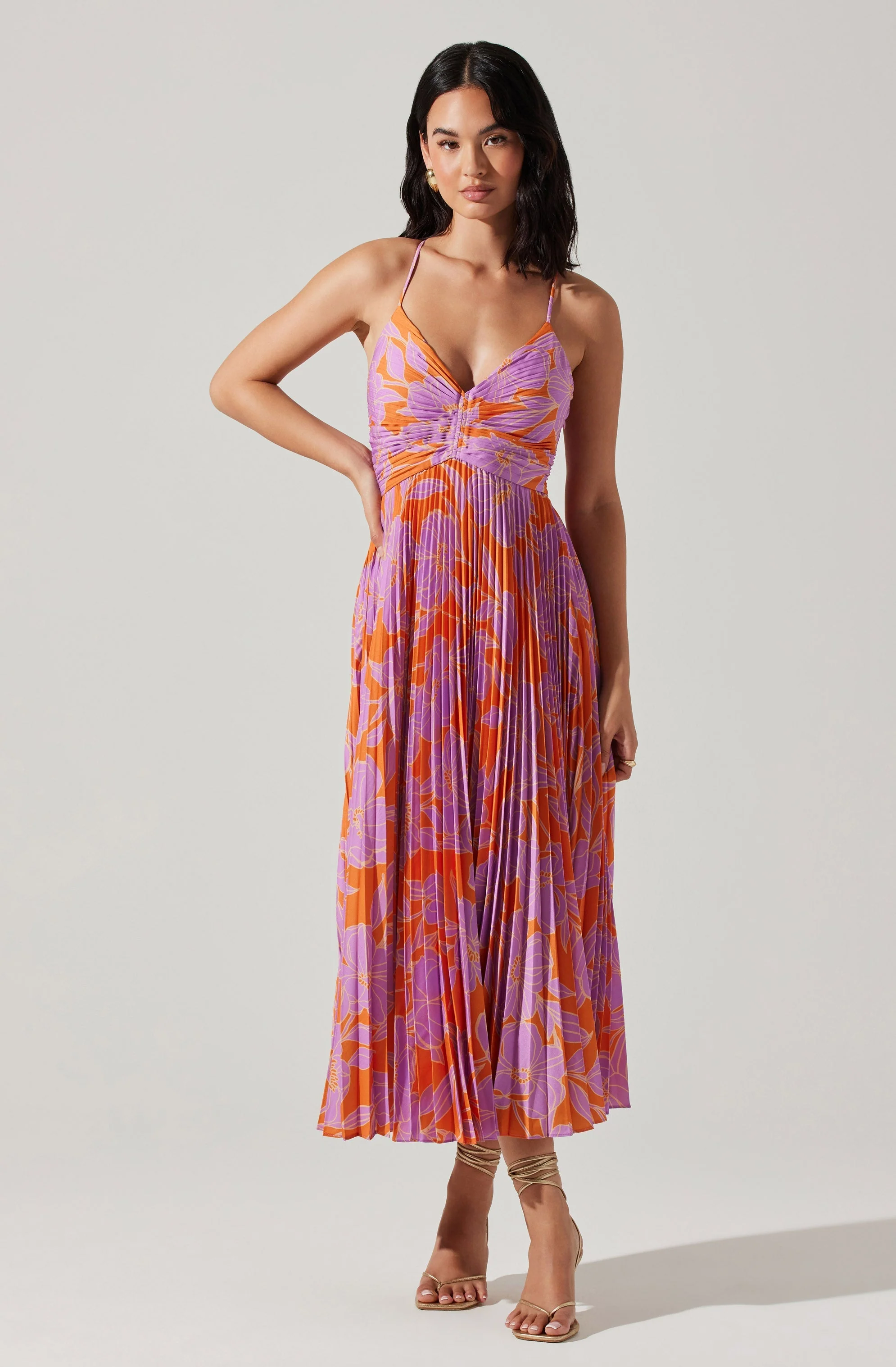 Blythe Floral Plisse Midi Dress - Image 56