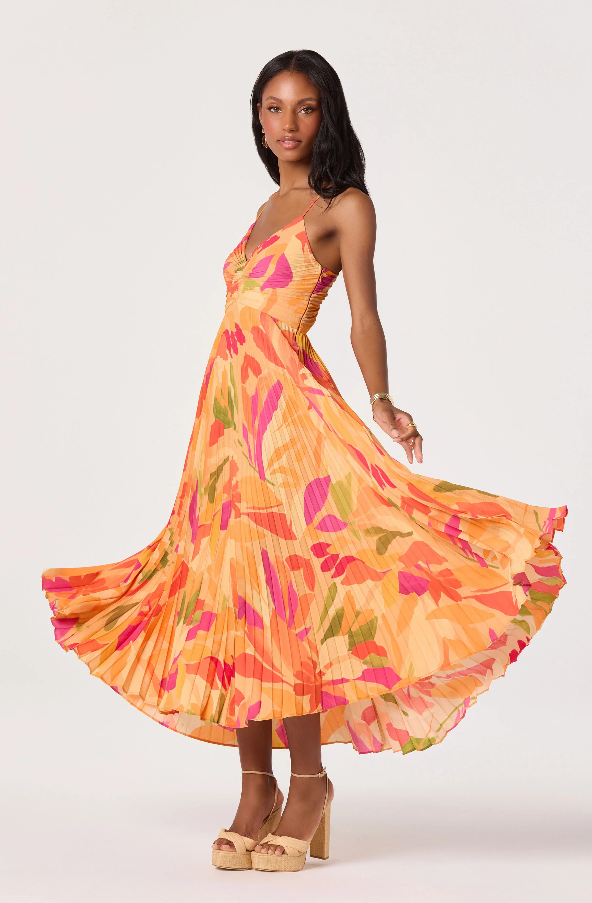 Blythe Floral Plisse Midi Dress - Image 7