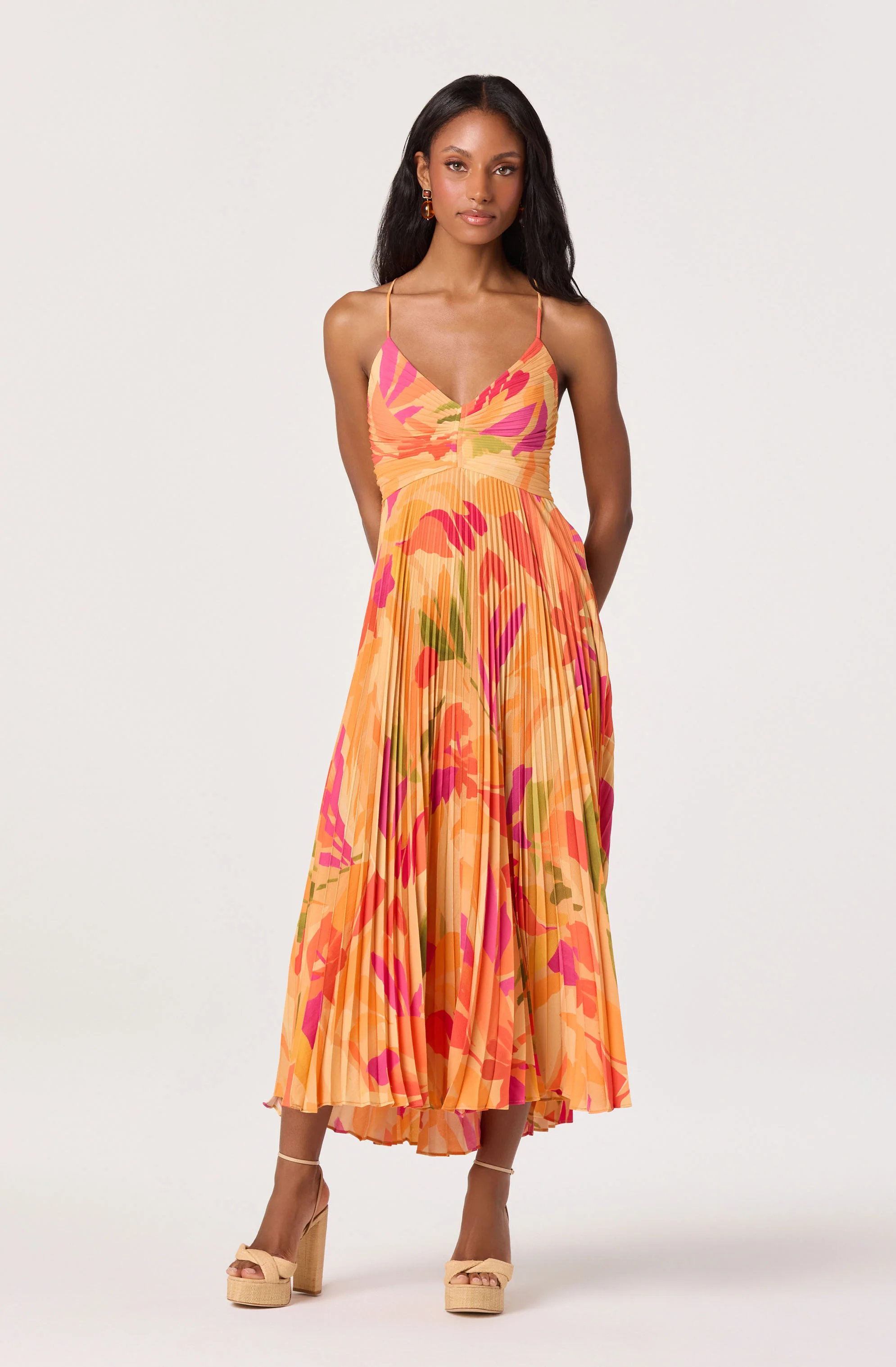 Blythe Floral Plisse Midi Dress - Image 9