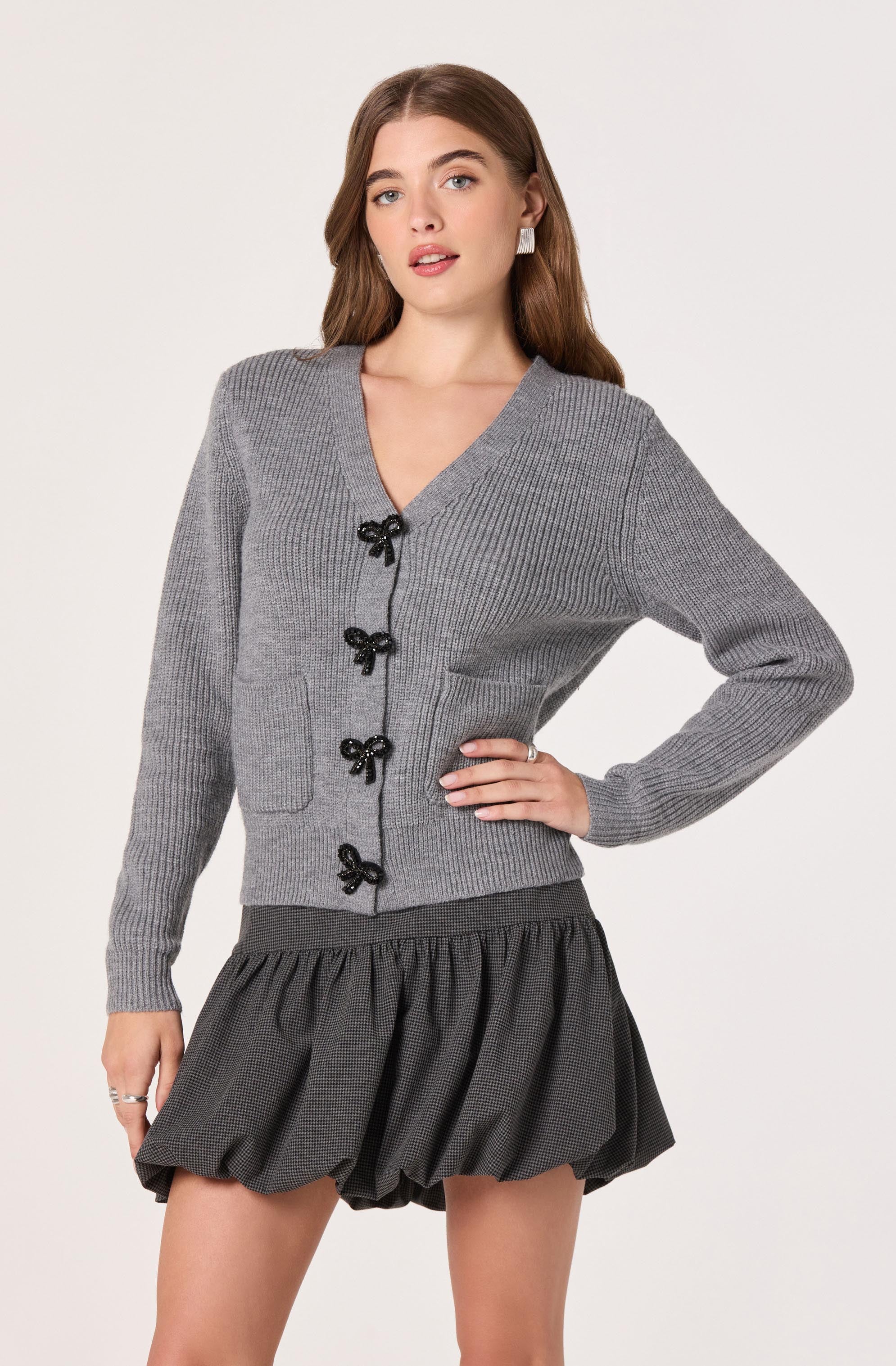 Embellished Bow Button Cardigan - Image 14