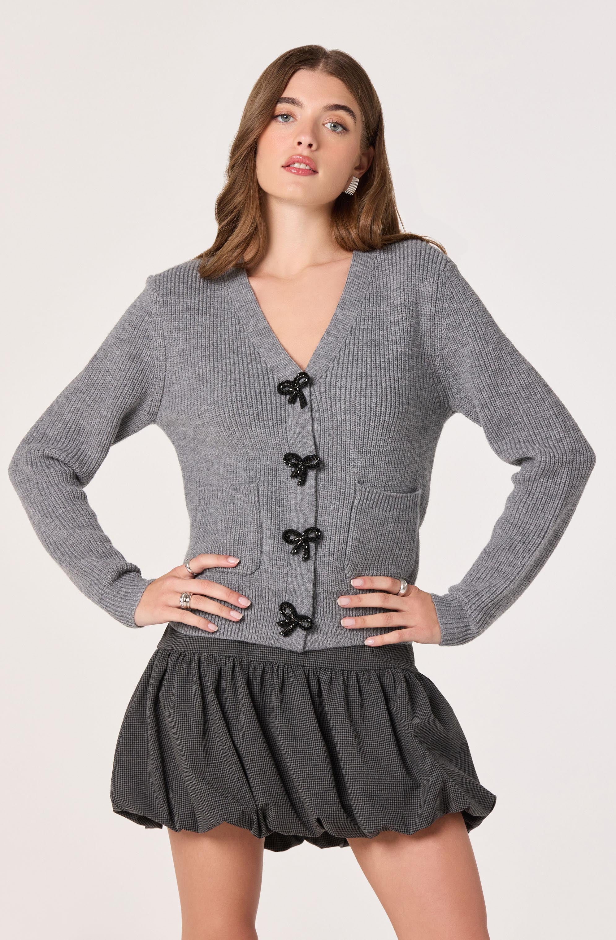 Embellished Bow Button Cardigan - Image 18