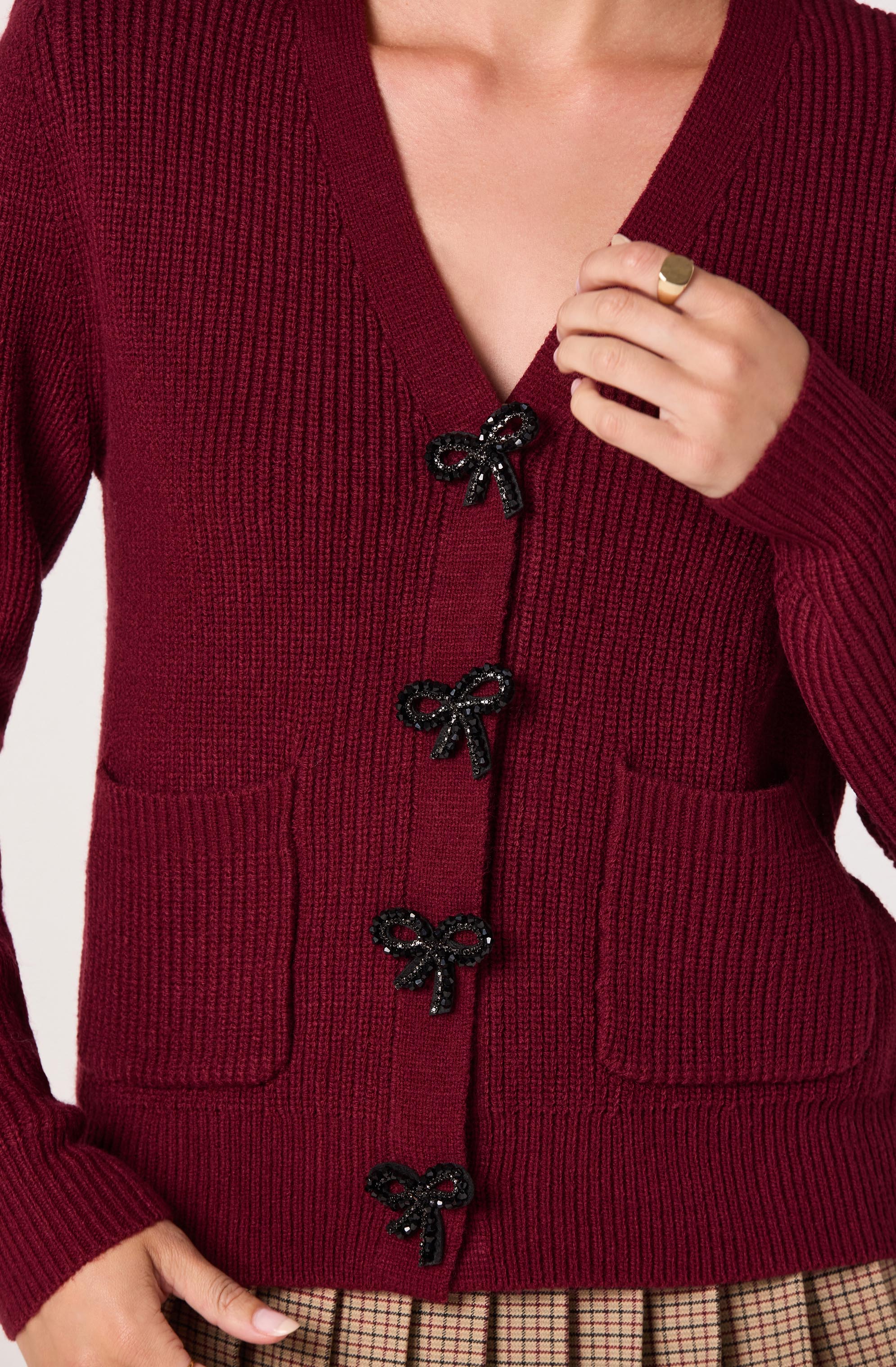 Embellished Bow Button Cardigan - Image 6